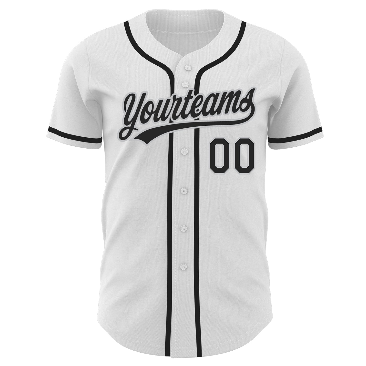 Custom White Black-Gray Authentic Baseball Jersey view 2