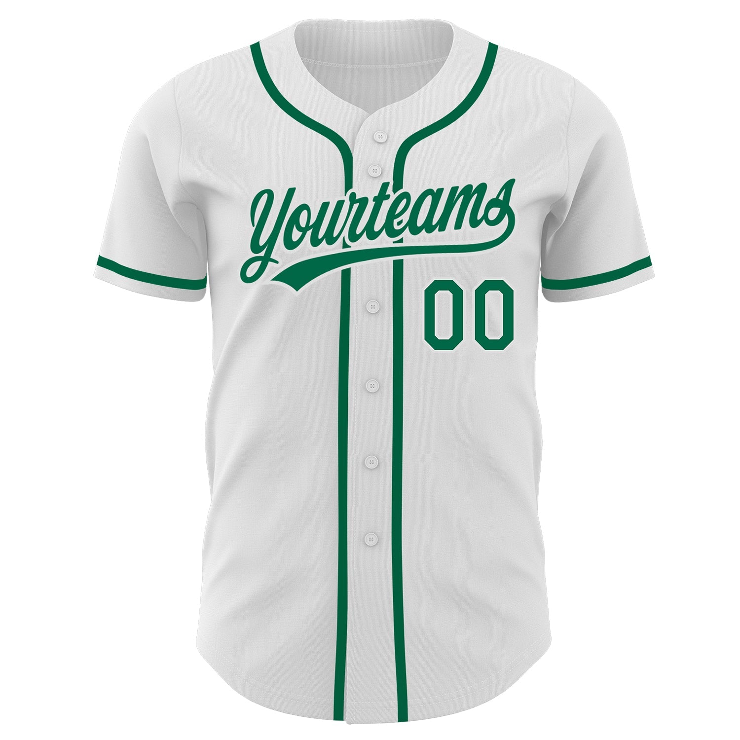 Custom White Kelly Green Authentic Baseball Jersey view 2