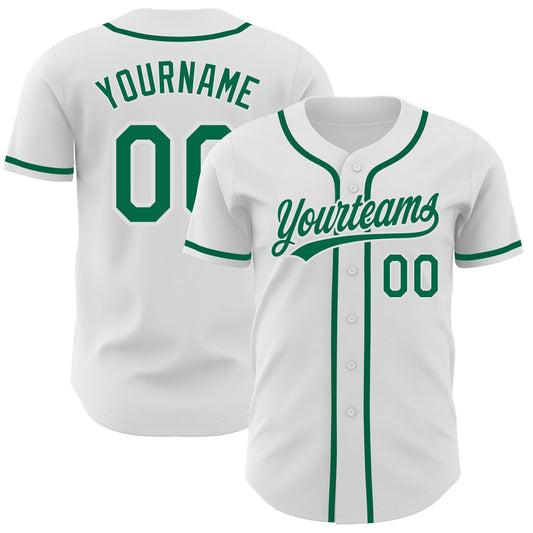 Custom White Kelly Green Authentic Baseball Jersey - Main View