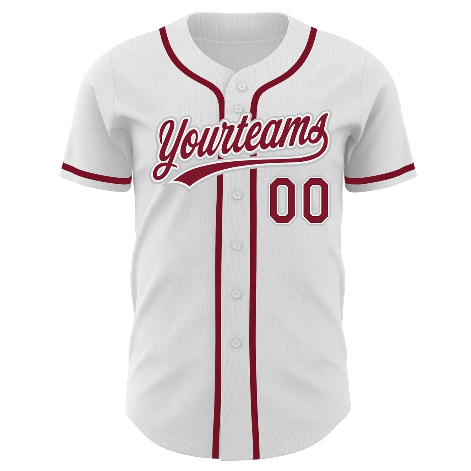 Custom White Crimson-Gray Authentic Baseball Jersey view 2