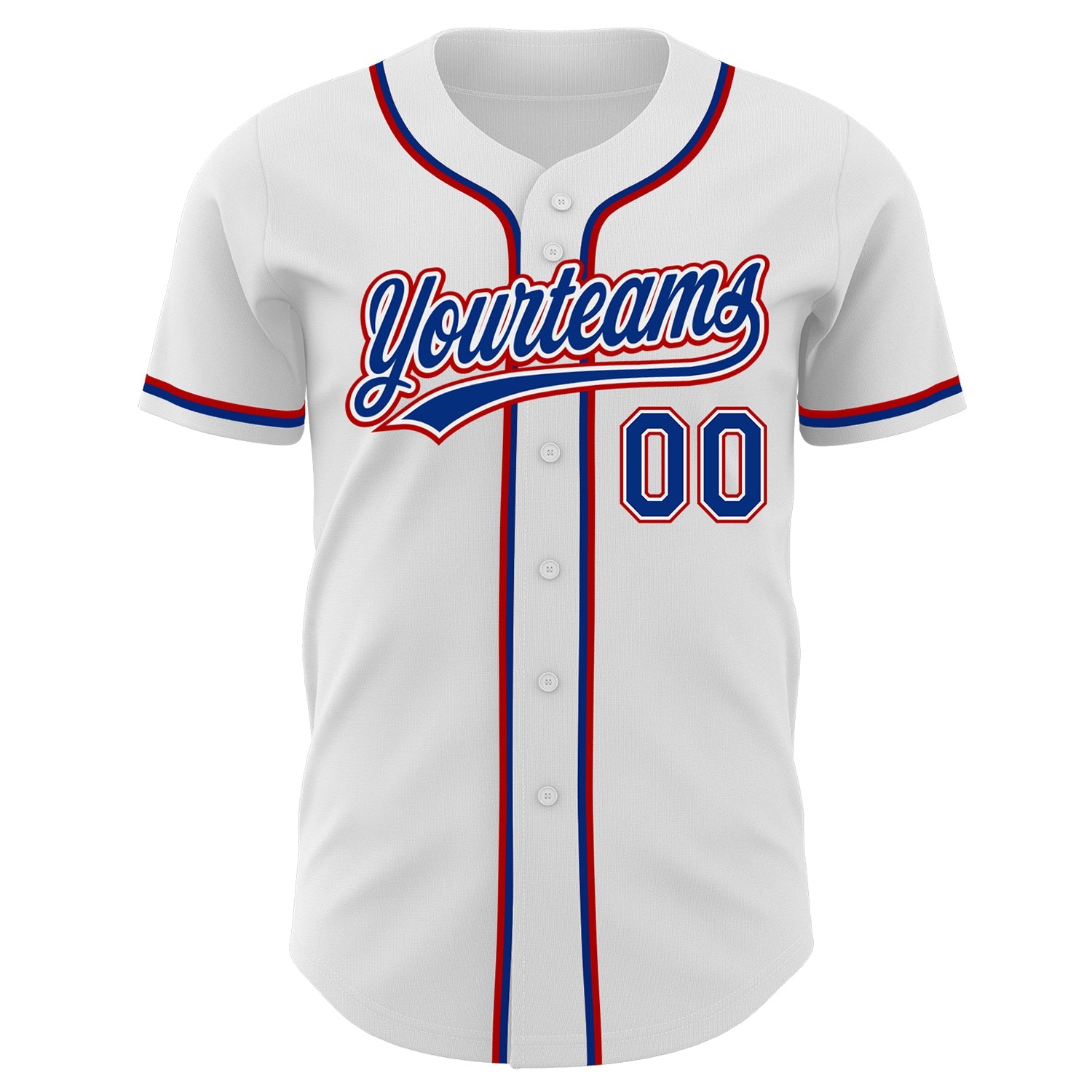 Custom White Royal-Red Authentic Baseball Jersey view 2