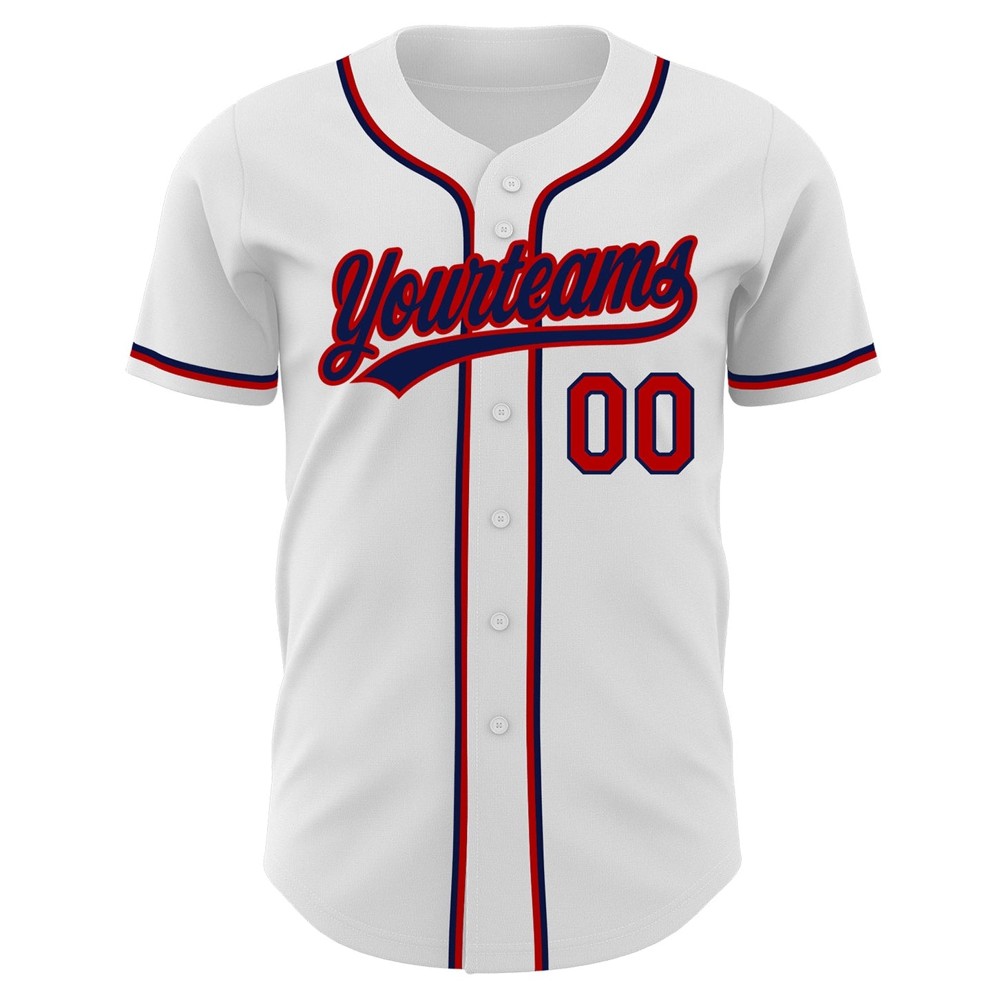 Custom White Red-Navy Authentic Baseball Jersey view 3