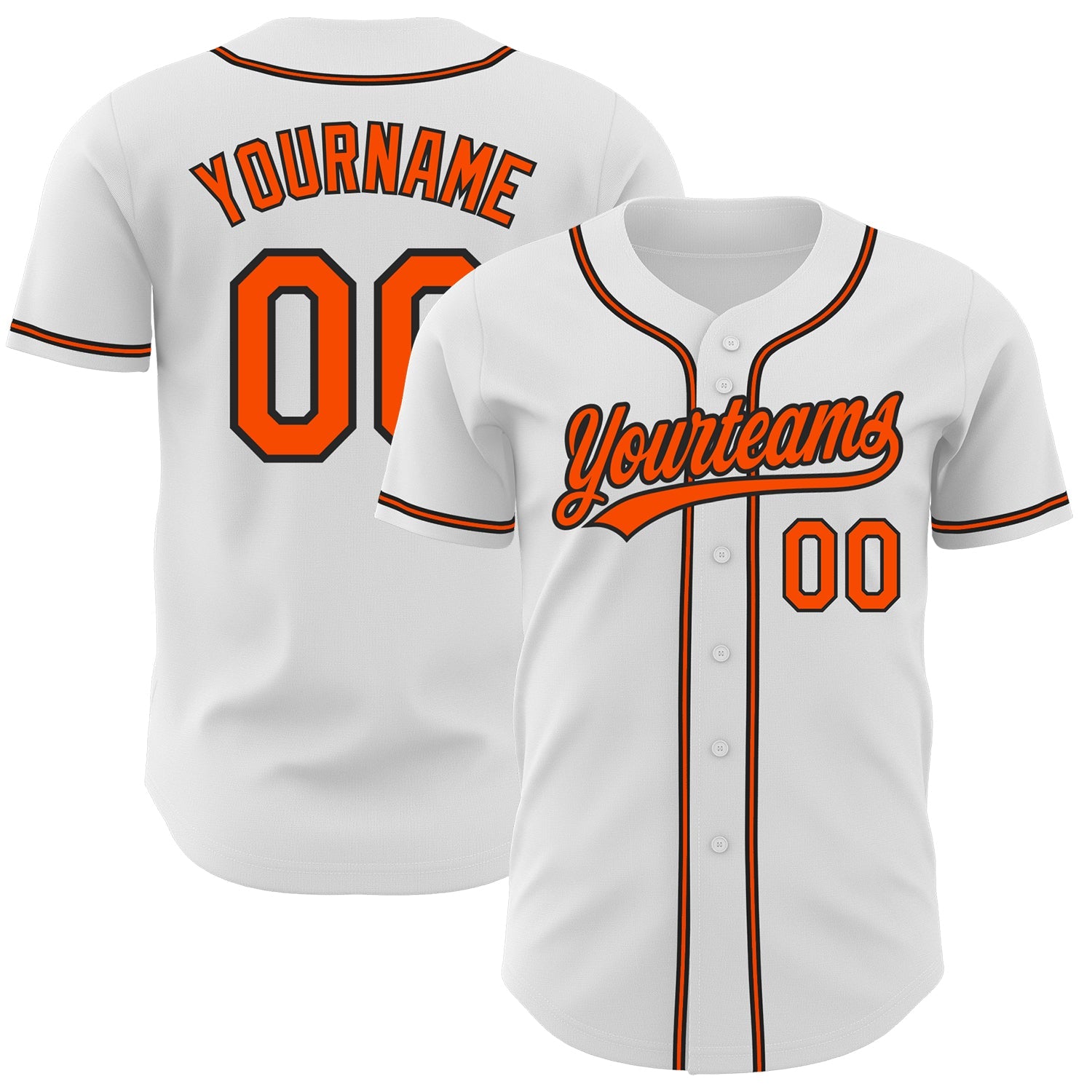 Custom White Orange-Black Authentic Baseball Jersey - Main View