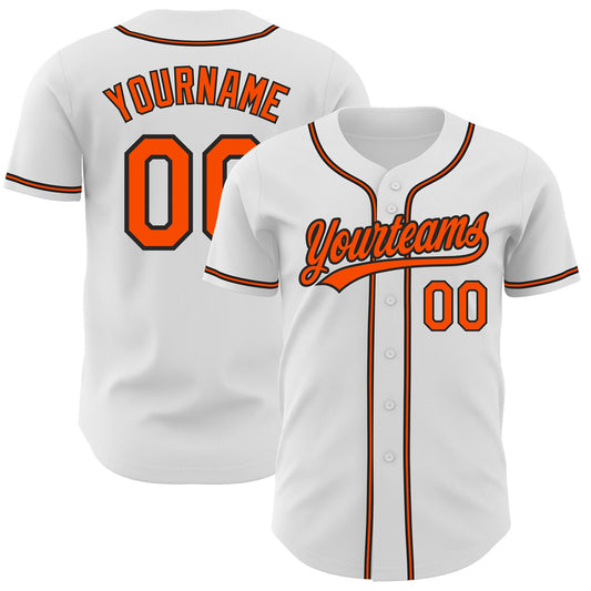Custom White Orange-Black Authentic Baseball Jersey - Main View