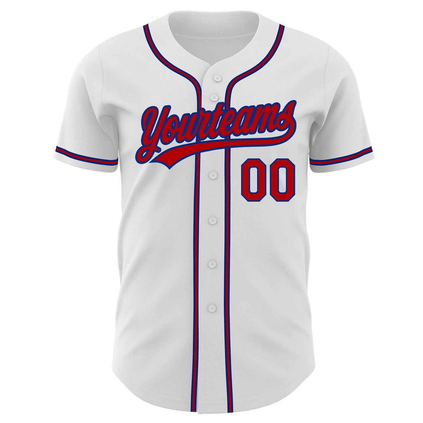 Custom White Red-Royal Authentic Baseball Jersey view 2
