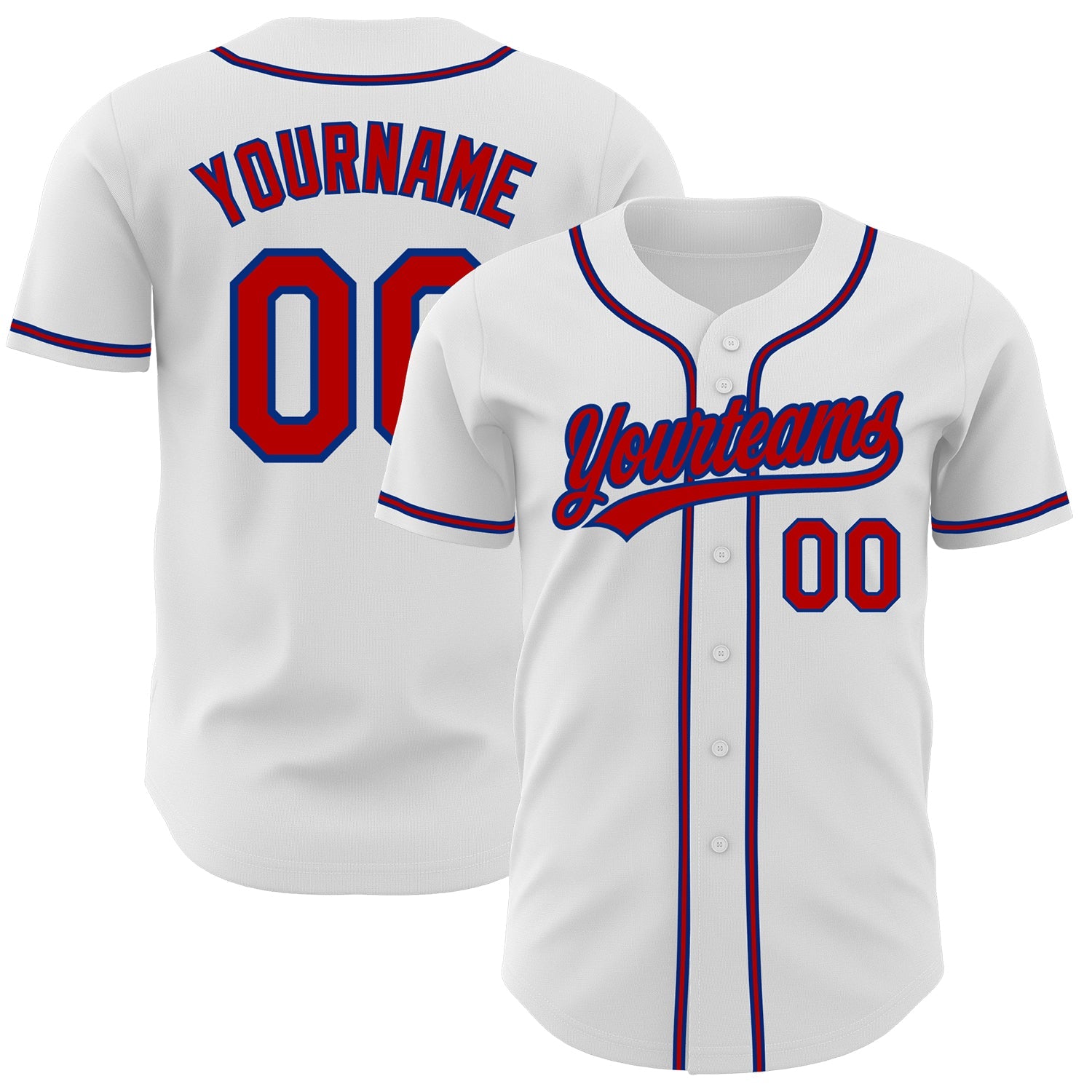 Custom White Red-Royal Authentic Baseball Jersey - Main View