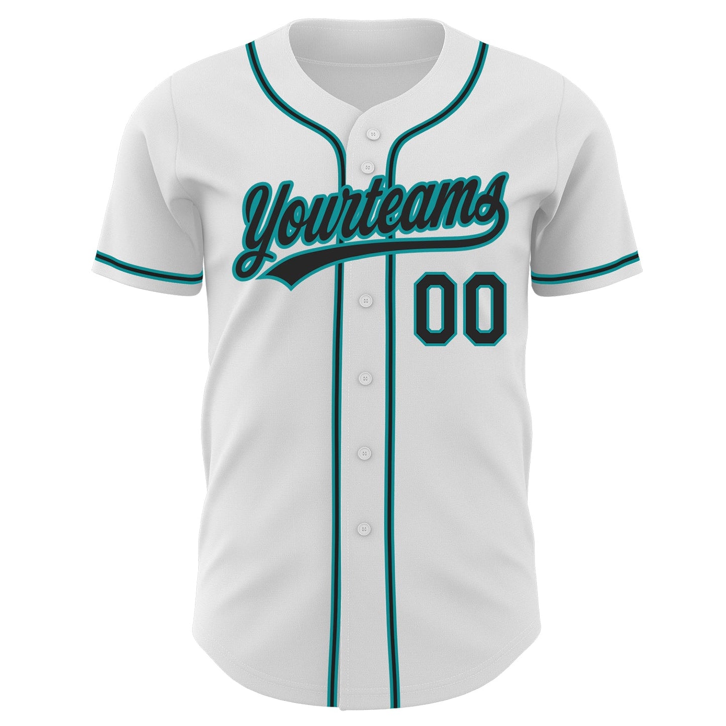Custom White Black-Teal Authentic Baseball Jersey view 2