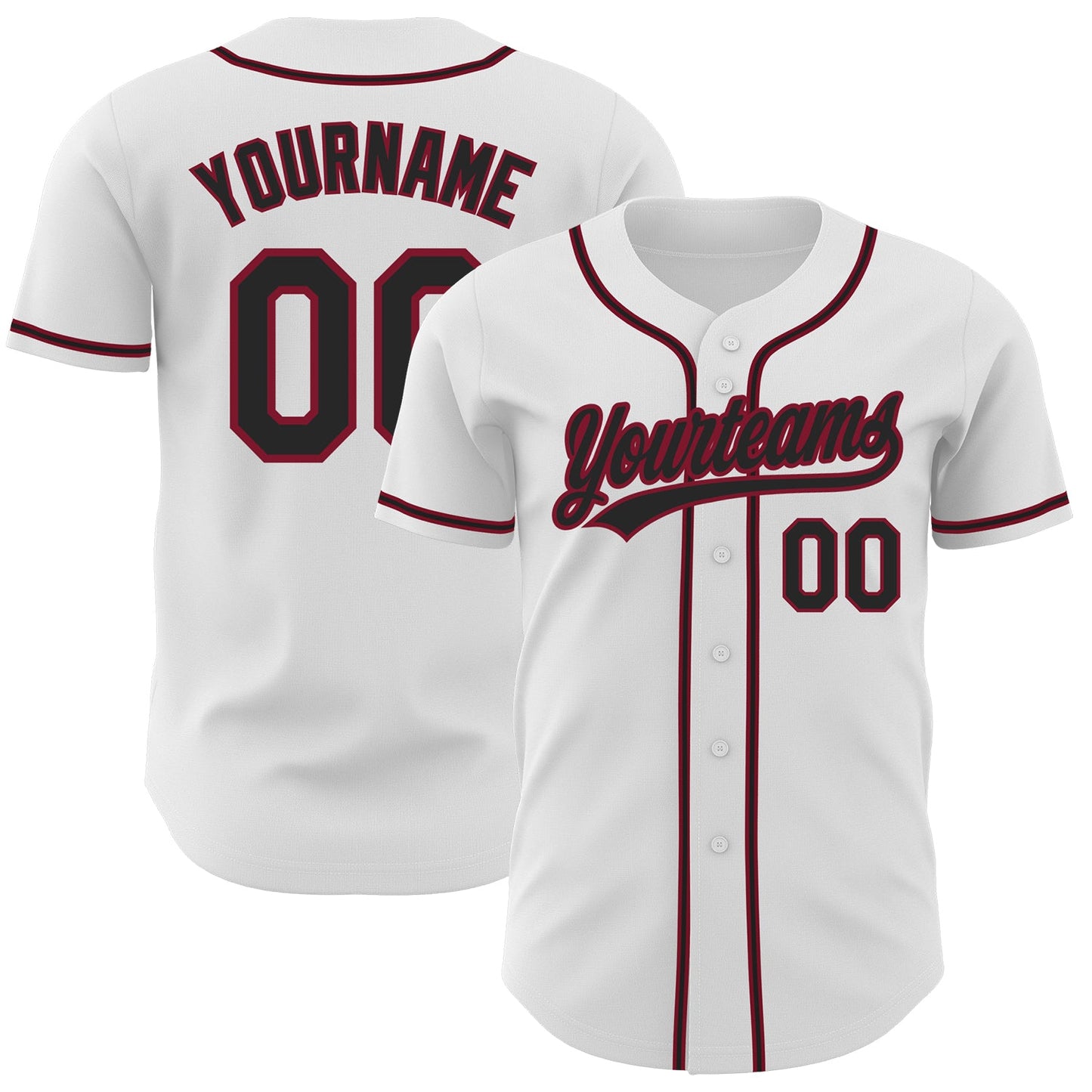 Custom White Black-Crimson Authentic Baseball Jersey - Main View