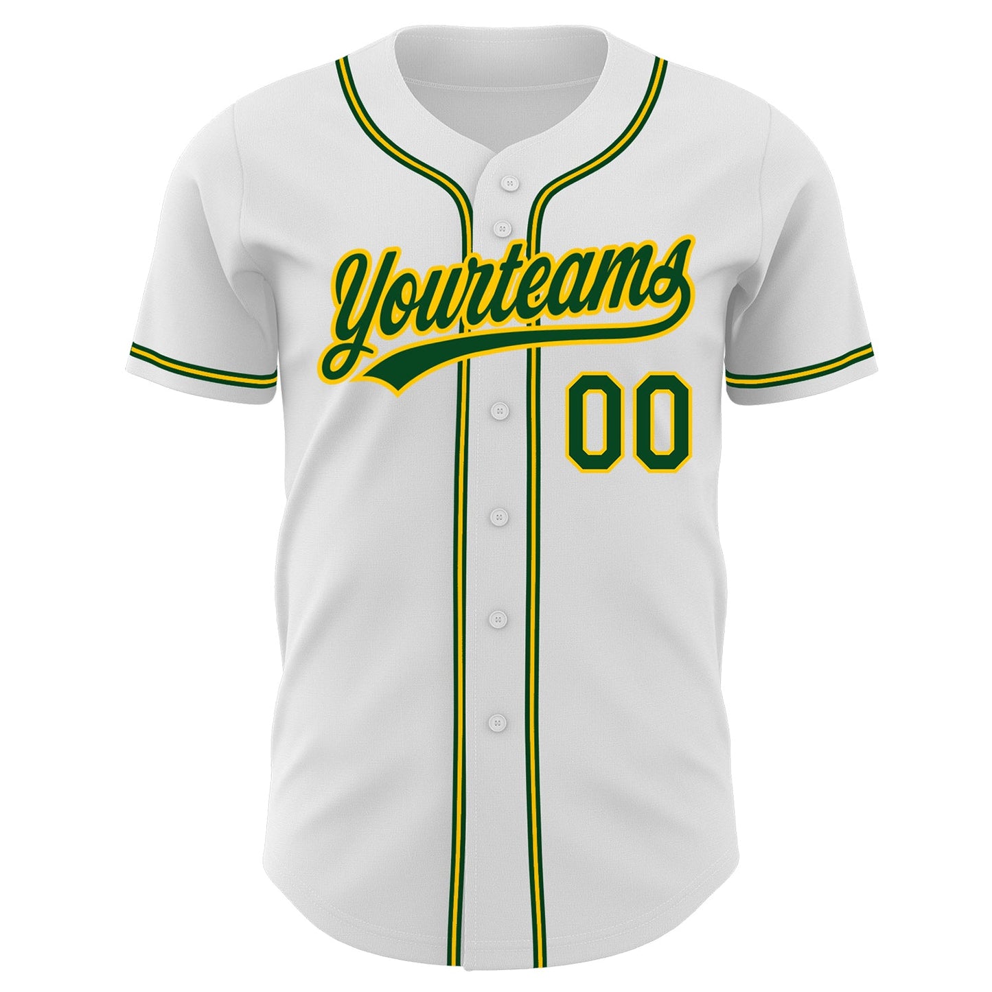 Custom White Green-Gold Authentic Baseball Jersey view 2