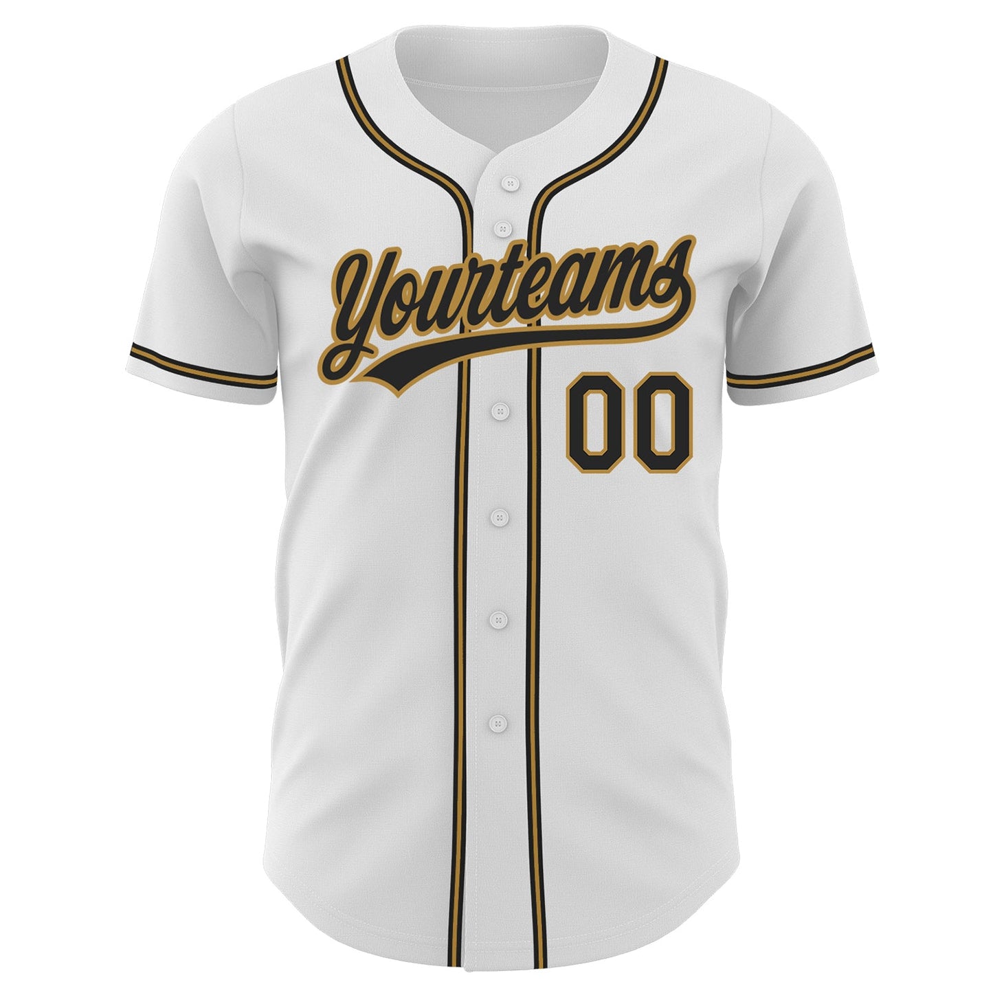 Custom White Black-Old Gold Authentic Baseball Jersey view 2