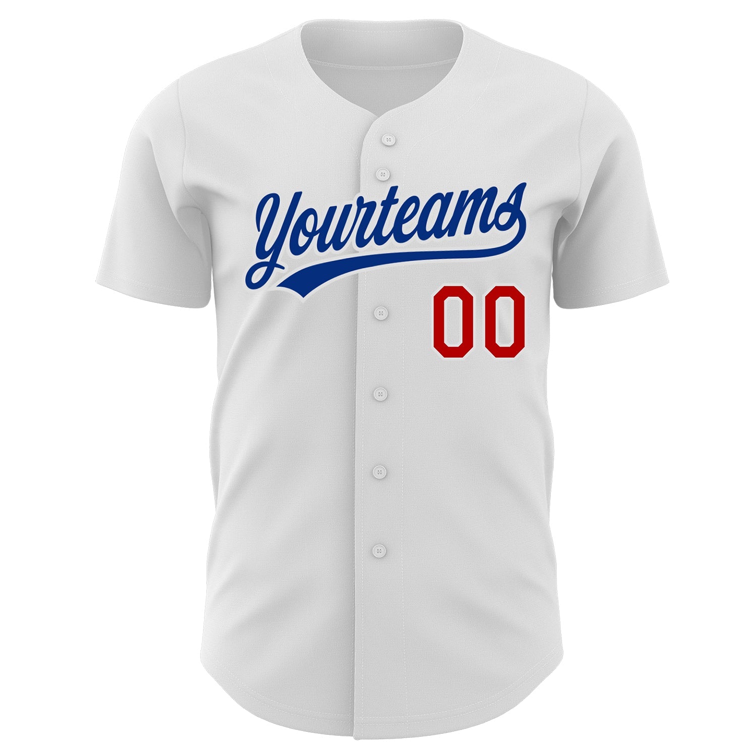 Custom White Red-Royal Authentic Baseball Jersey view 3
