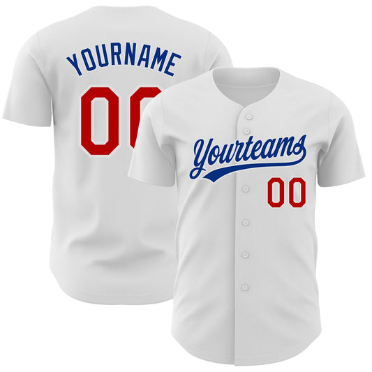 Custom White Red-Royal Authentic Baseball Jersey - Main View