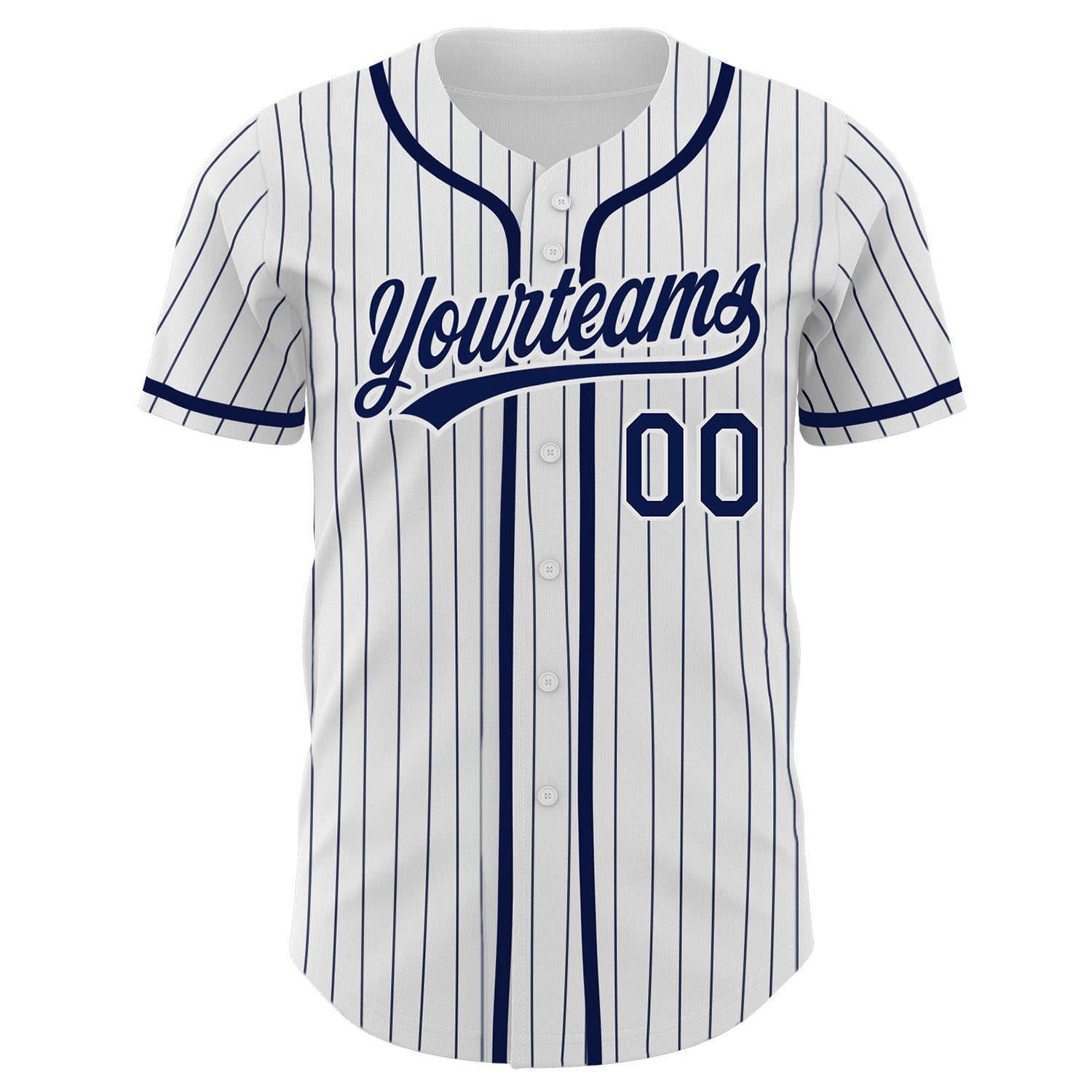 Custom White Navy Pinstripe Navy Authentic Baseball Jersey view 2