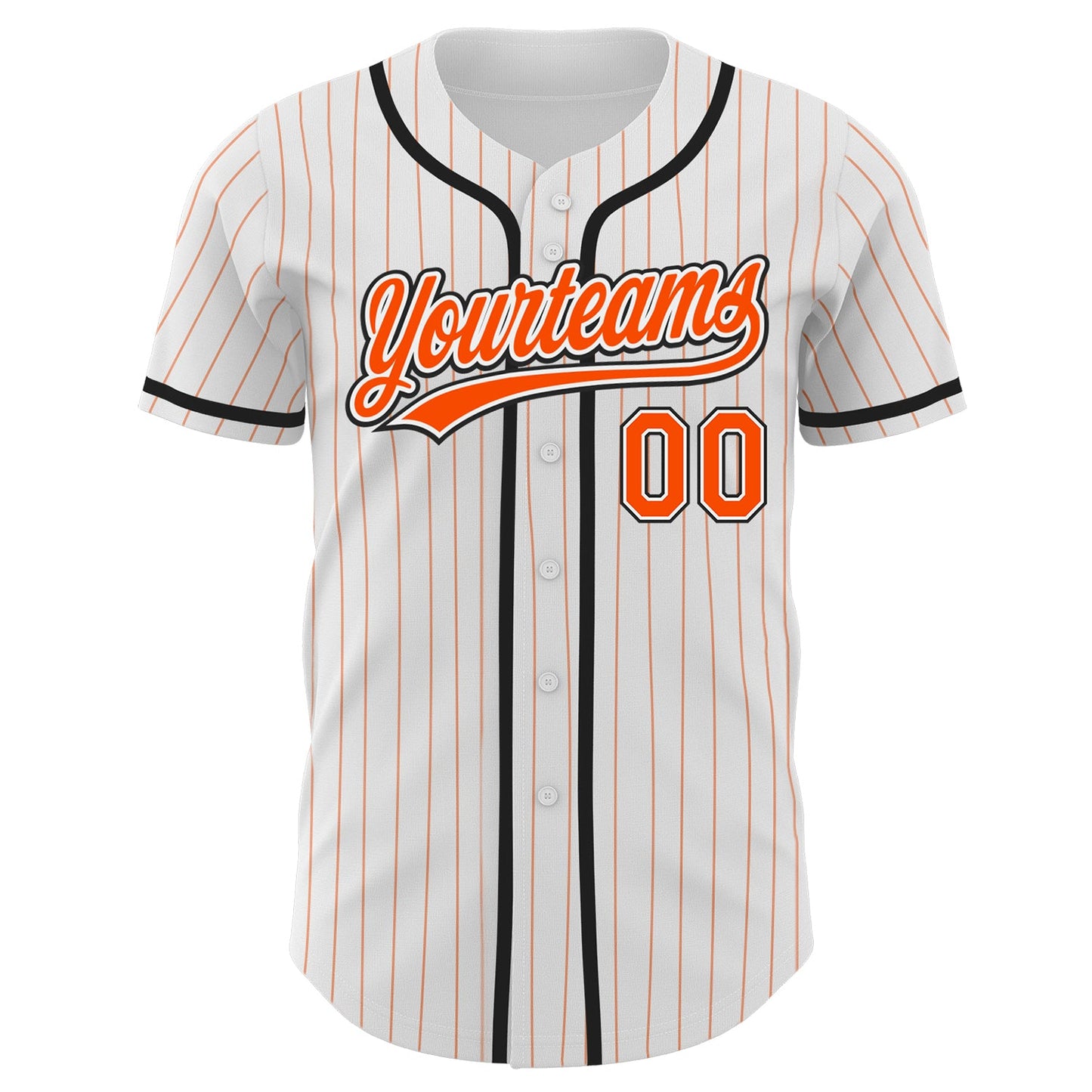 Custom White Orange Pinstripe Orange-Black Authentic Baseball Jersey view 2