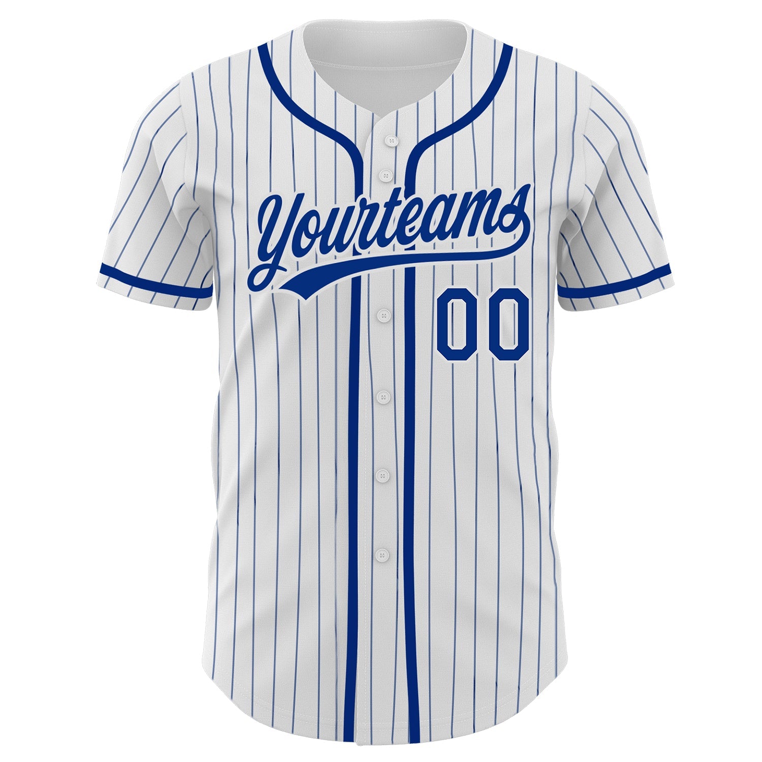 Custom White Royal Pinstripe Royal Authentic Baseball Jersey view 3
