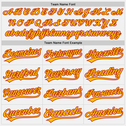 Custom White Gold-Red Authentic Baseball Jersey view 4