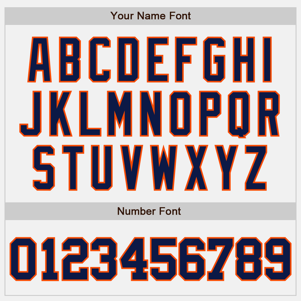 Custom White Navy Pinstripe Navy-Orange Authentic Baseball Jersey view 5