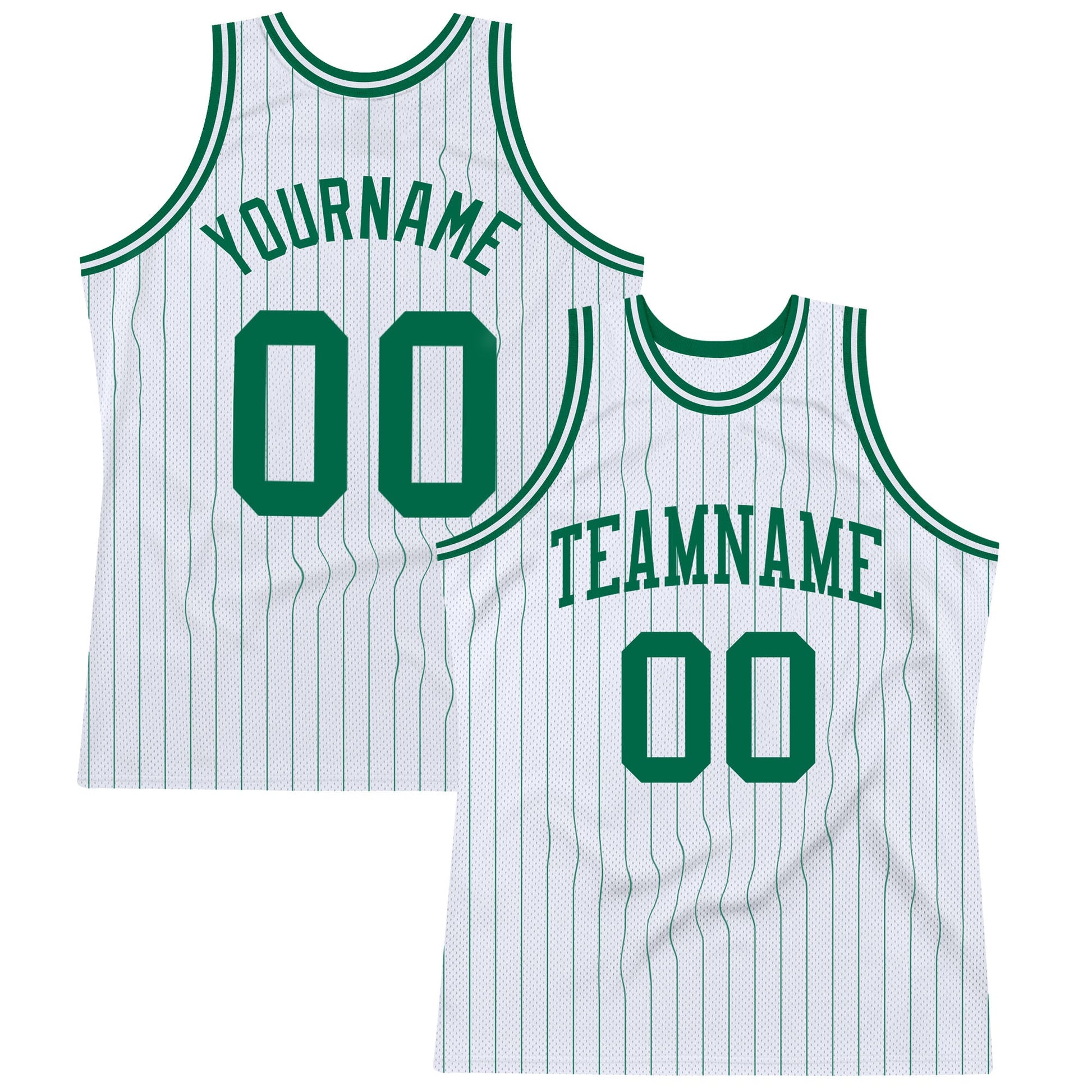Custom White Kelly Green Pinstripe Kelly Green Authentic Basketball Jersey - Main View