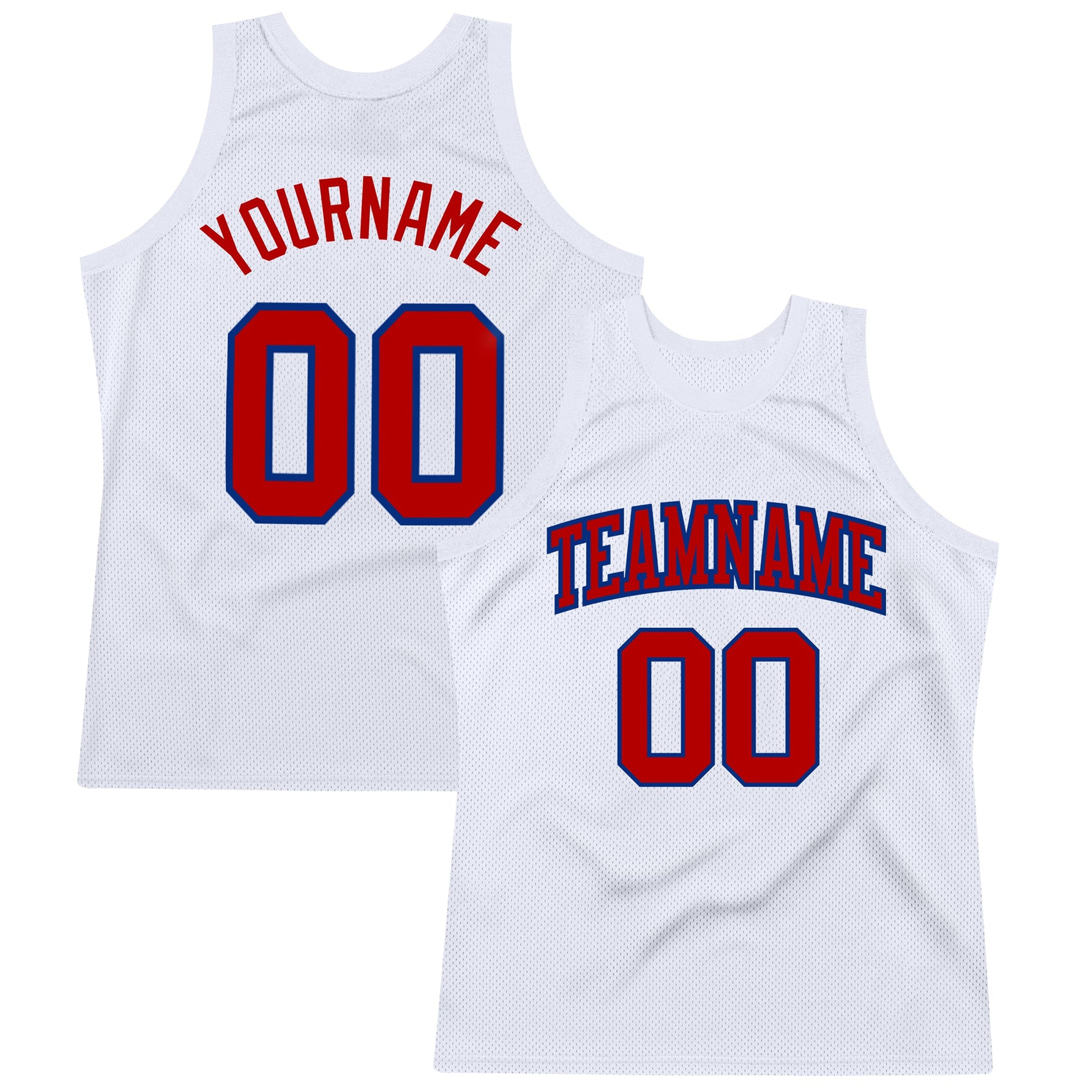 Custom White Red-Royal Authentic Throwback Basketball Jersey - Main View