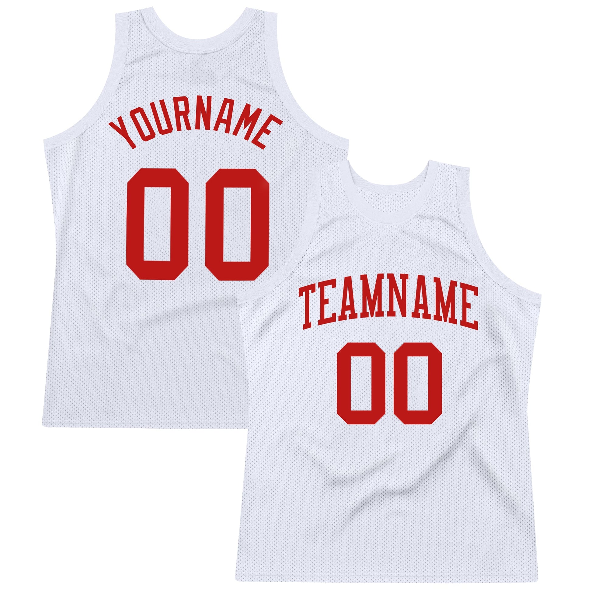 Custom White Scarlet Authentic Throwback Basketball Jersey - Main View