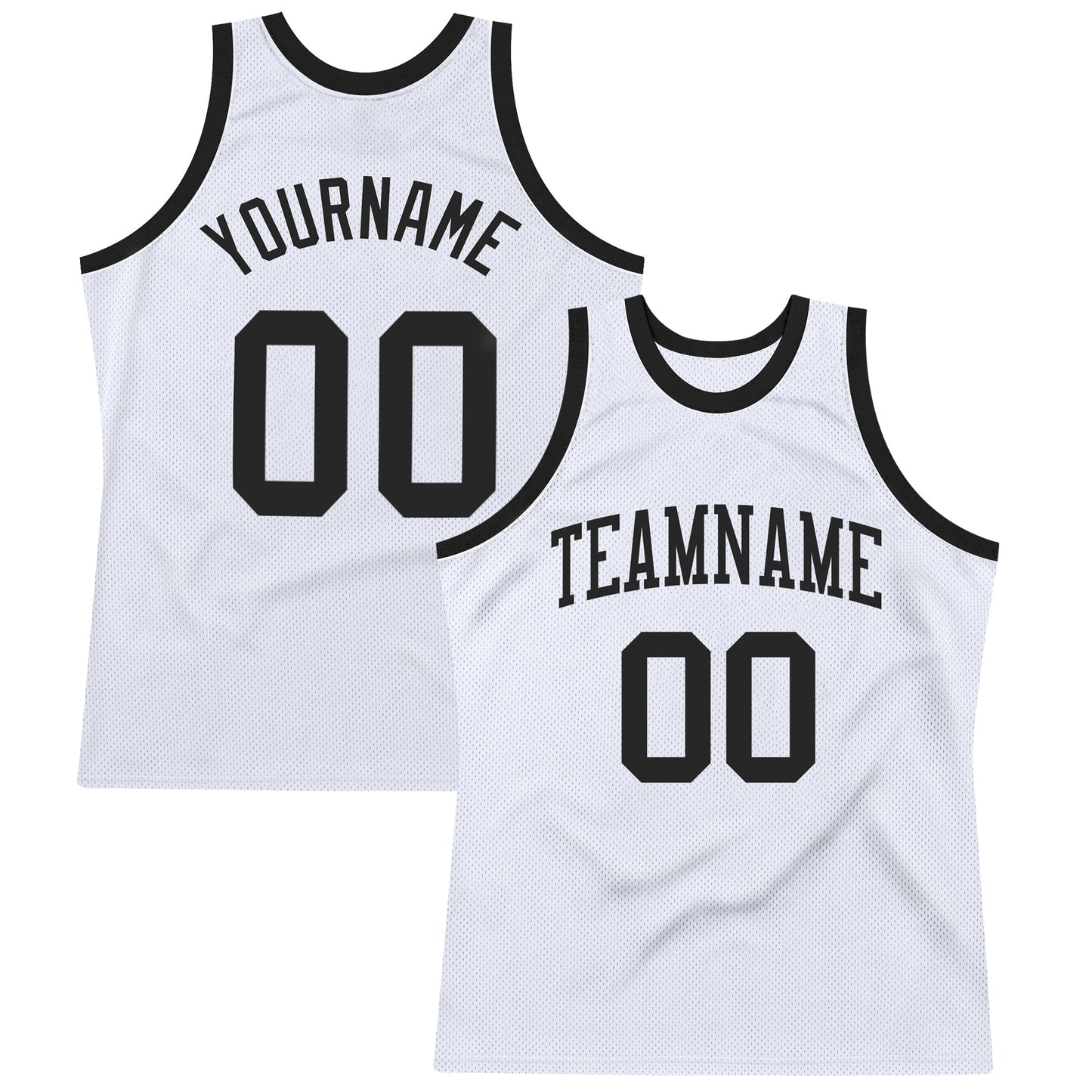 Custom White Black Authentic Throwback Basketball Jersey - Main View