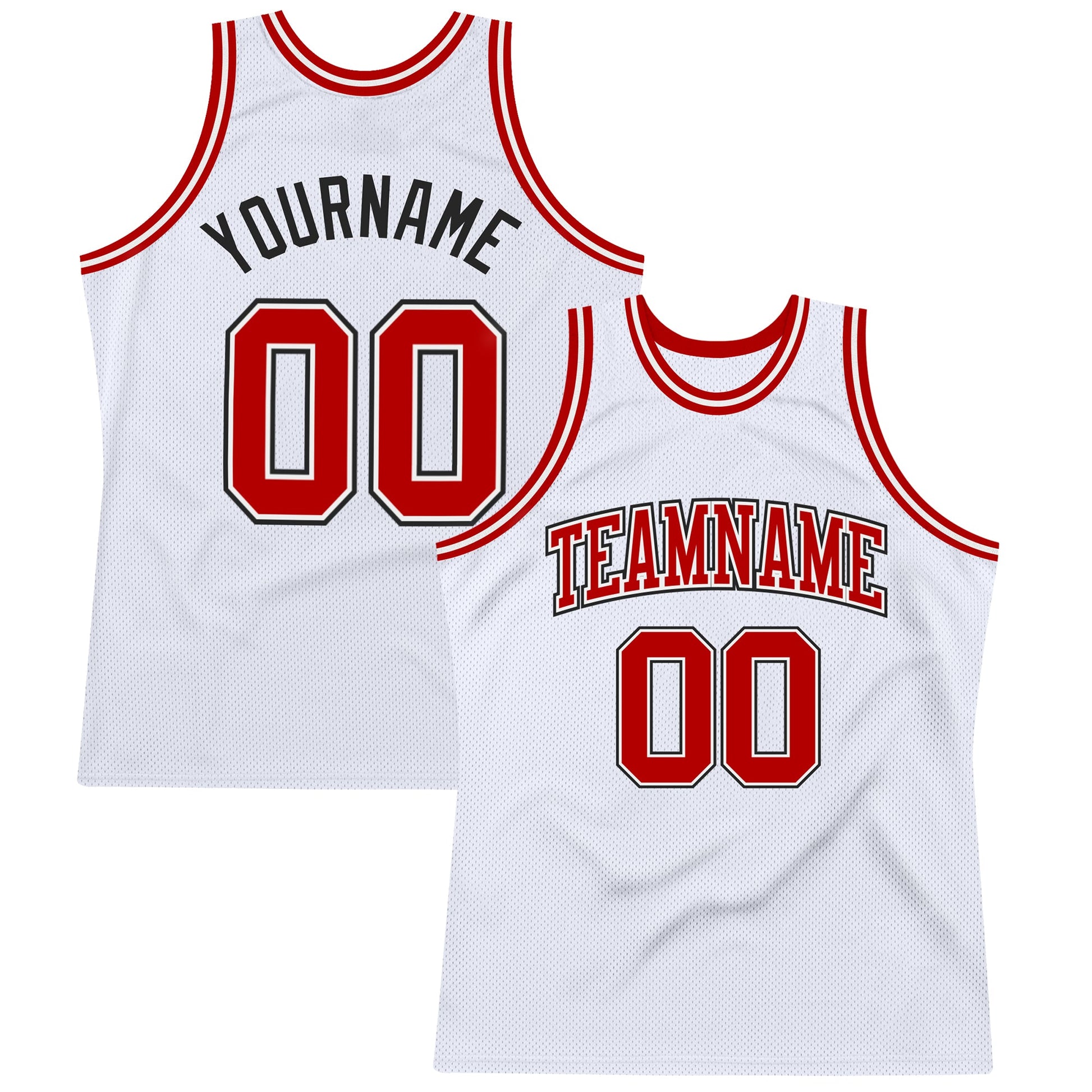 Custom White Red-Black Authentic Throwback Basketball Jersey - Main View