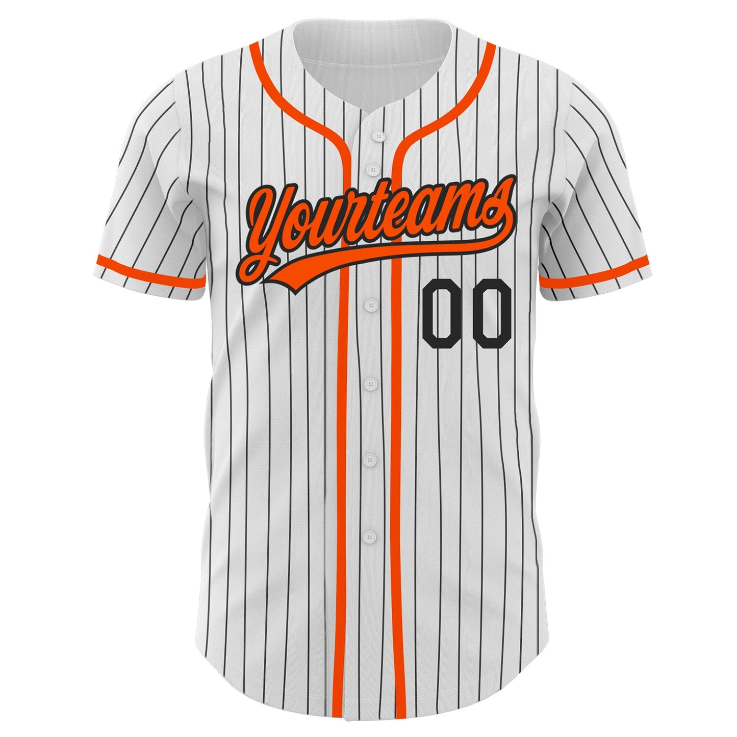 Custom White Black Pinstripe Orange Authentic Baseball Jersey view 3
