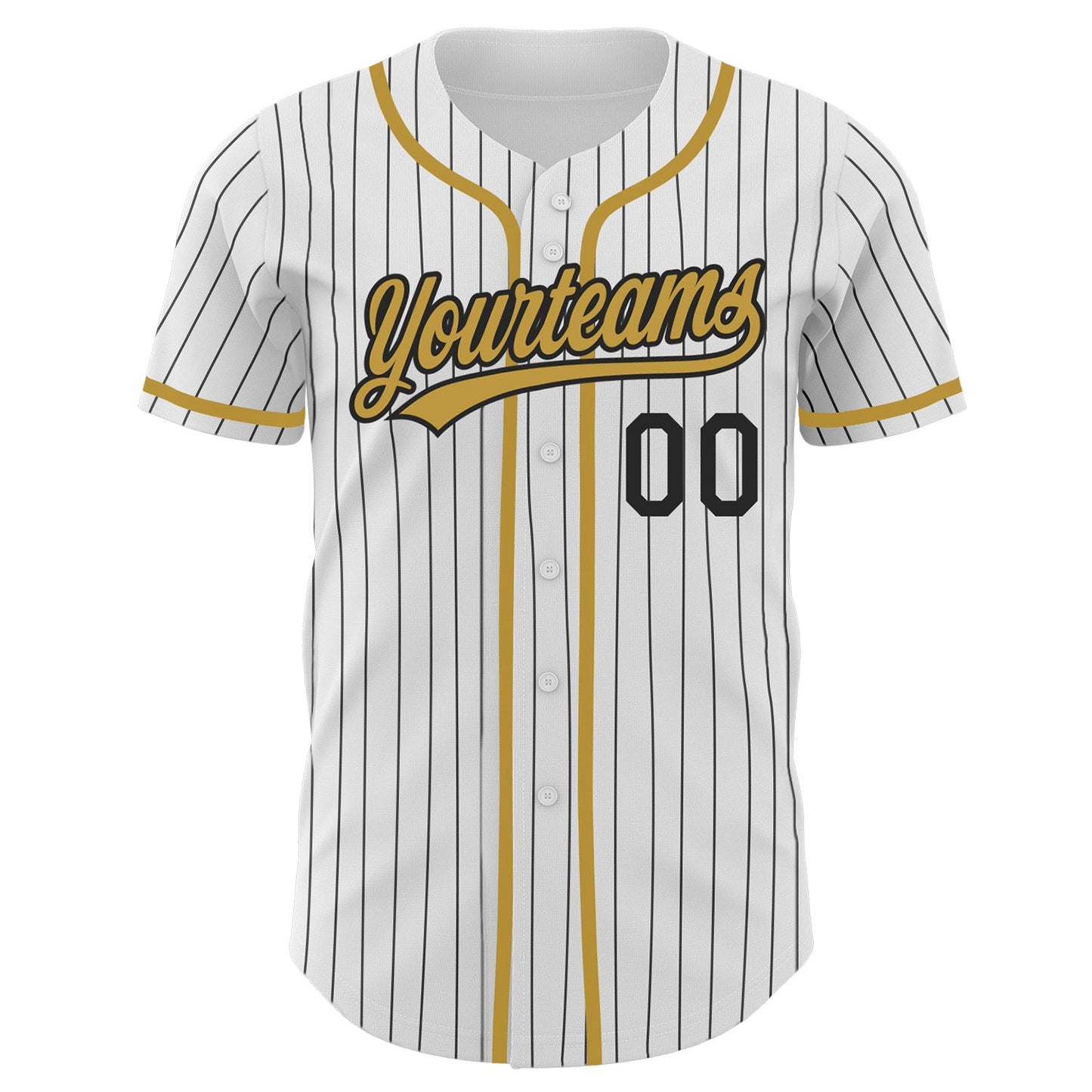 Custom White Black Pinstripe Old Gold Authentic Baseball Jersey view 3