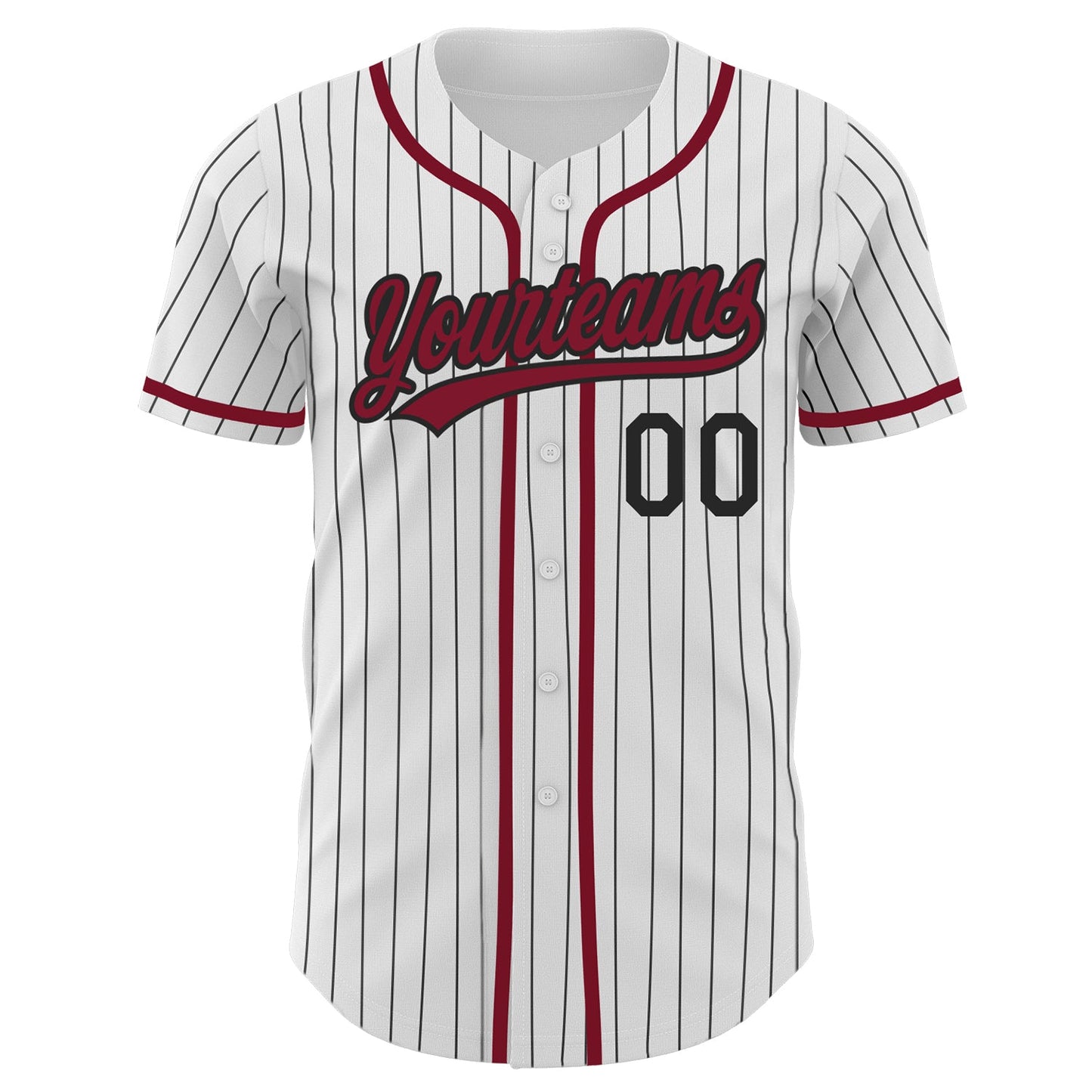 Custom White Black Pinstripe Crimson Authentic Baseball Jersey view 2