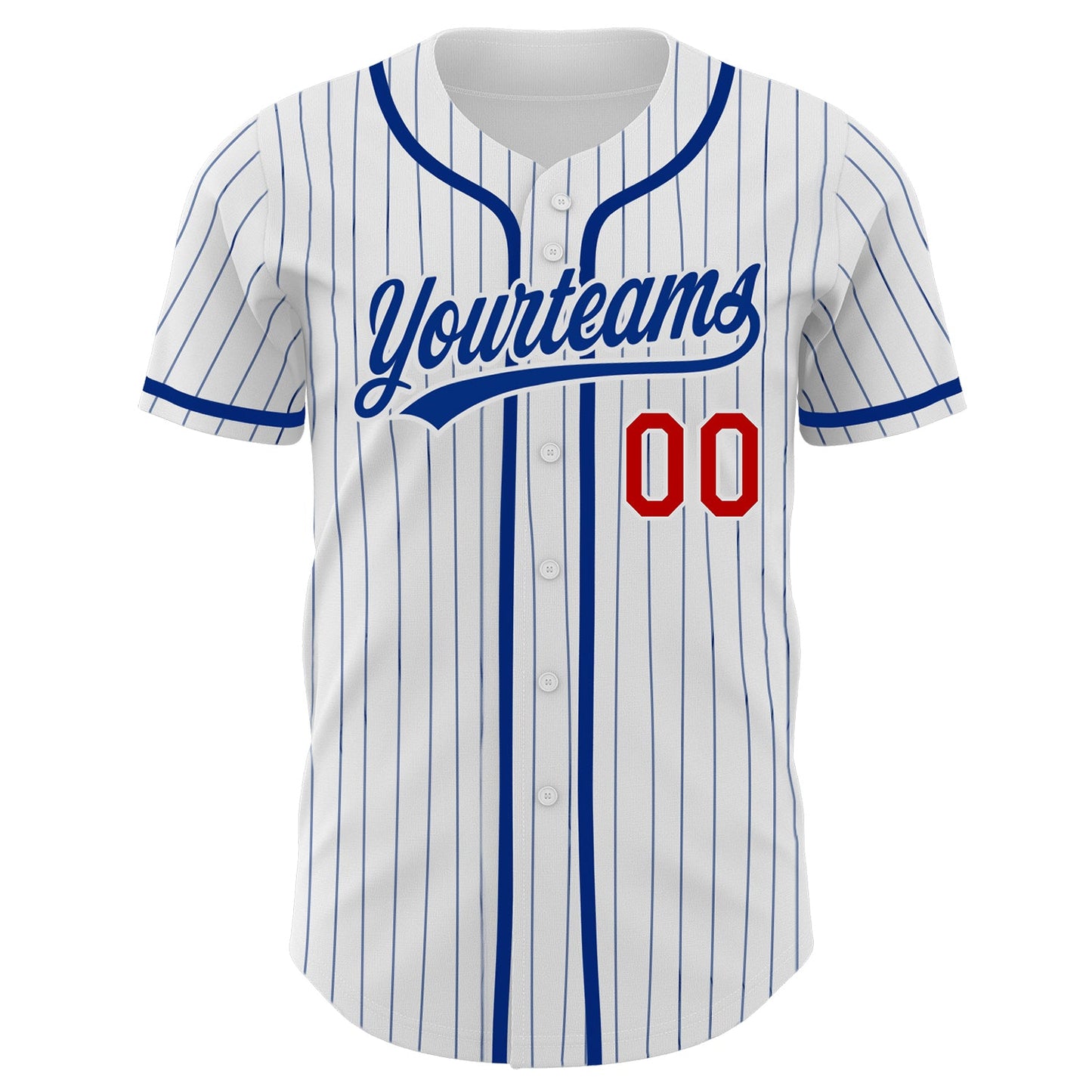 Custom White Royal Pinstripe Red Authentic Baseball Jersey view 2