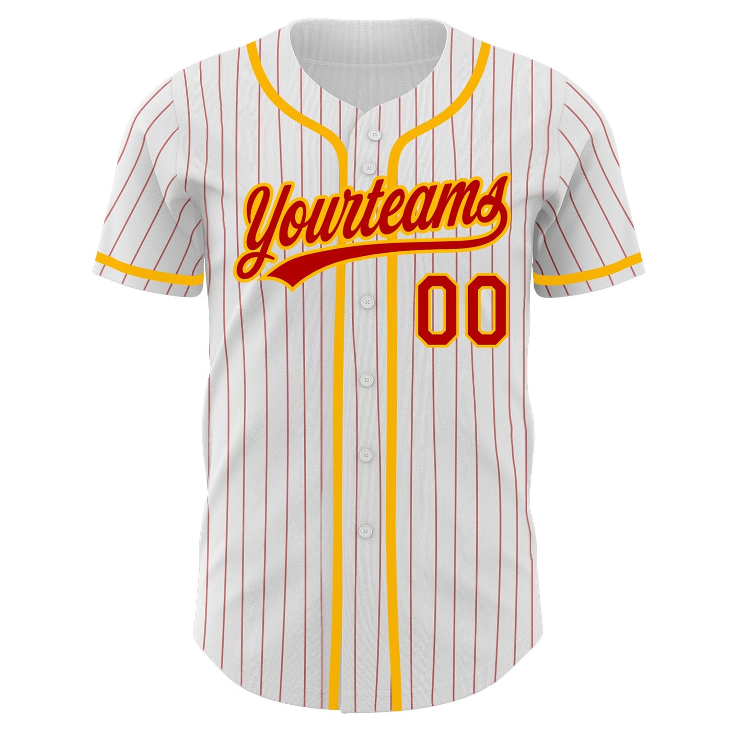 Custom White Red Pinstripe Red-Light Blue Authentic Baseball Jersey view 2