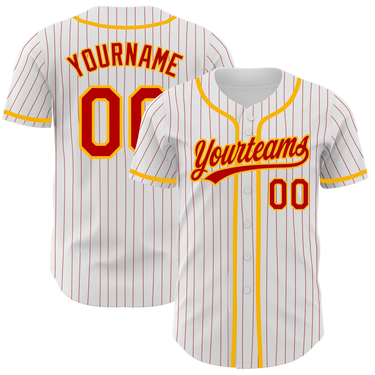 Custom White Red Pinstripe Red-Light Blue Authentic Baseball Jersey - Main View