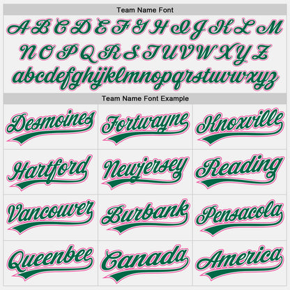 Custom White Kelly Green Pinstripe Kelly Green-Pink Authentic Baseball Jersey view 4