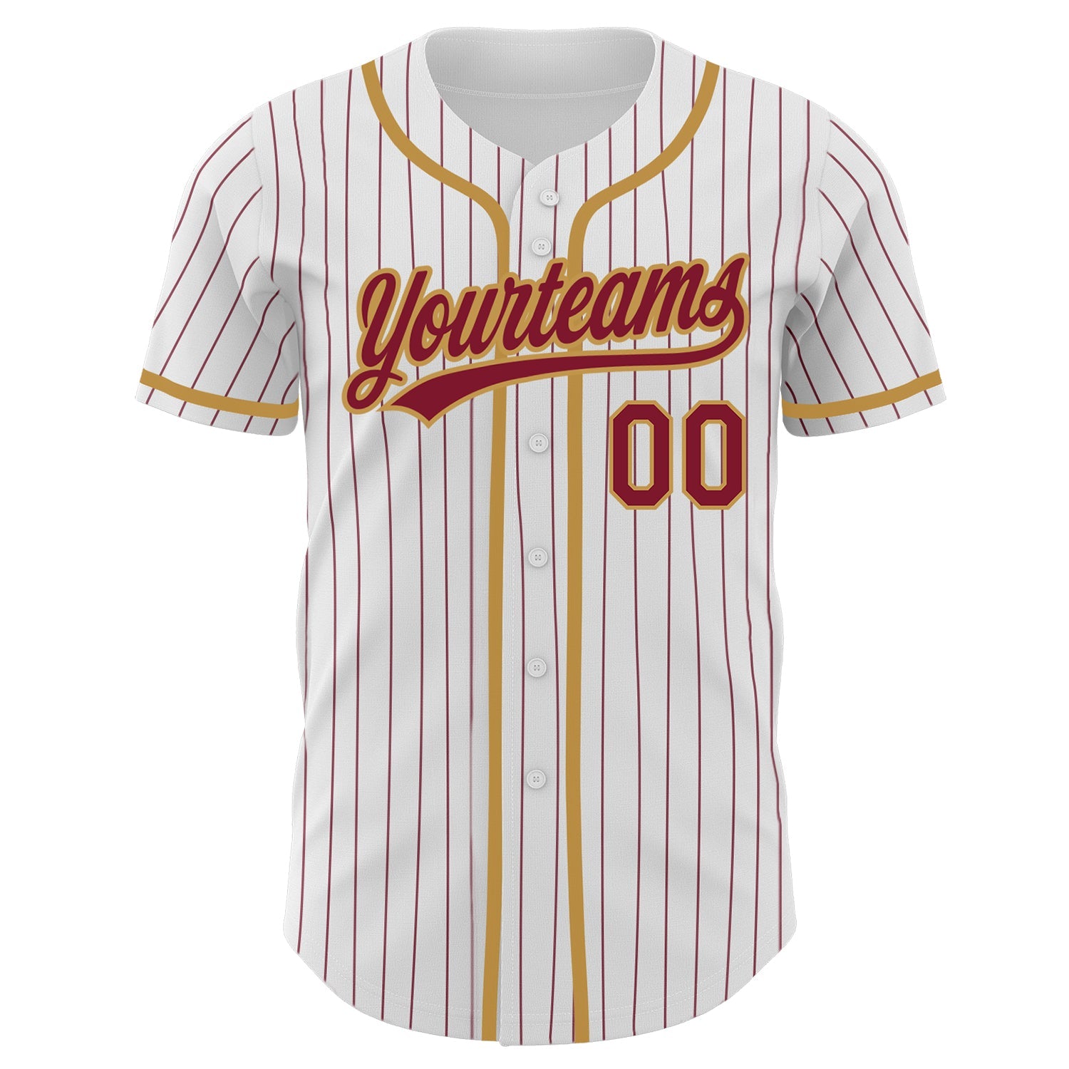 Custom White Crimson Pinstripe Crimson-Old Gold Authentic Baseball Jersey view 2