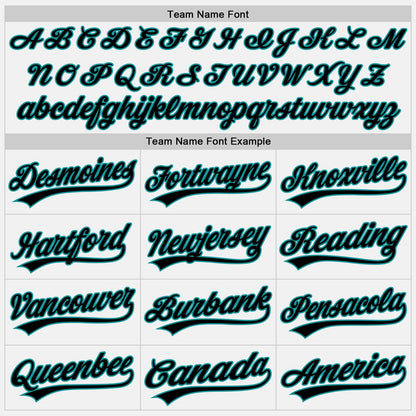 Custom White Teal Pinstripe Black Authentic Baseball Jersey view 4