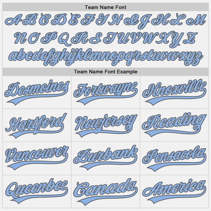 Custom White Light Blue Pinstripe Light Blue-Steel Gray Authentic Baseball Jersey view 4