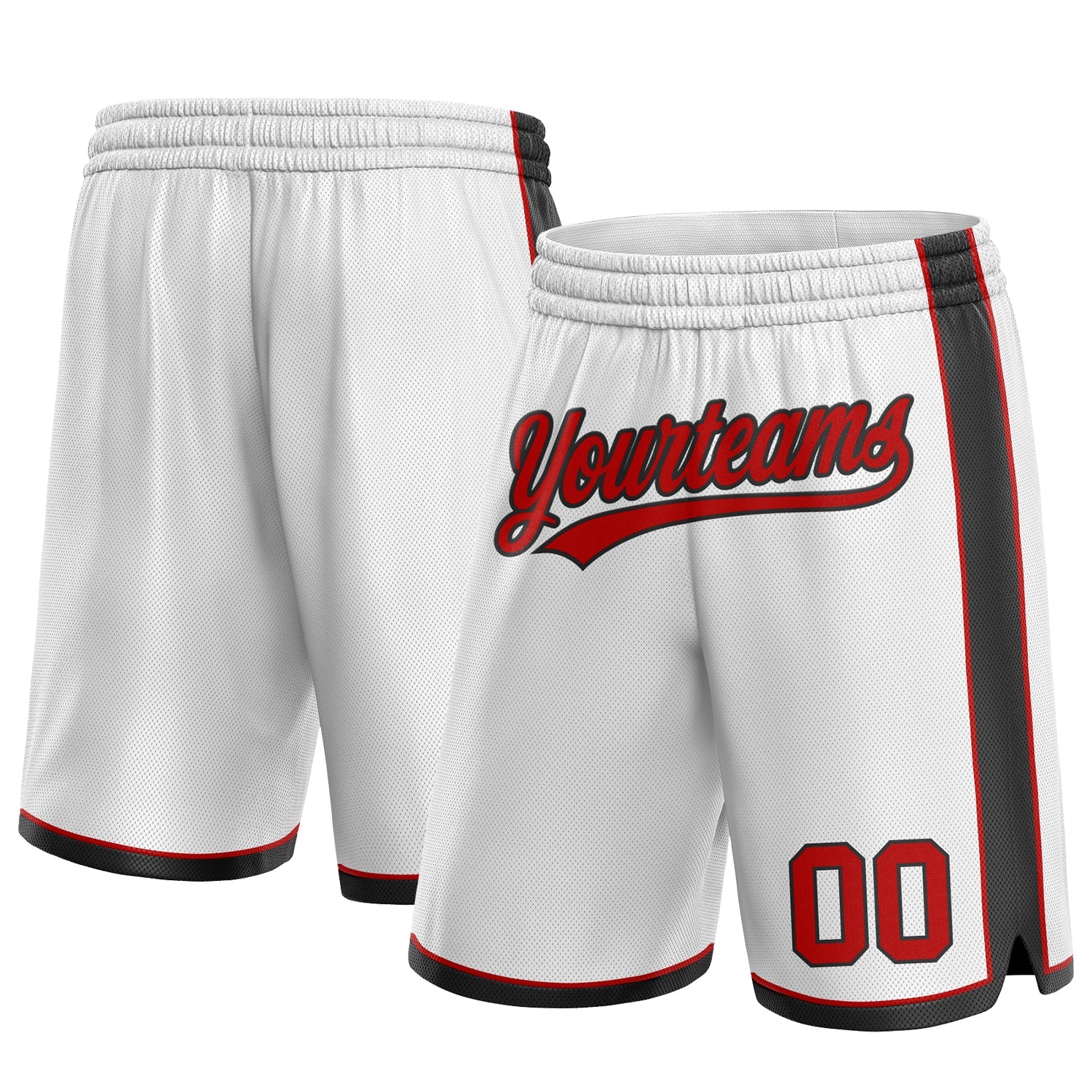 Custom White Red-Black Authentic Basketball Shorts - Main View