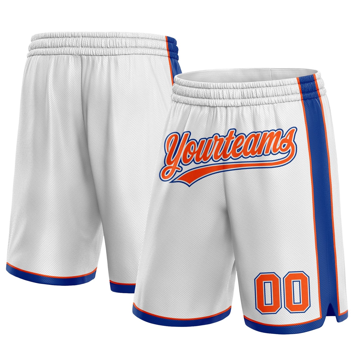 Custom White Orange-Royal Authentic Basketball Shorts - Main View