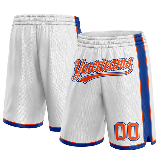 Custom White Orange-Royal Authentic Basketball Shorts - Main View