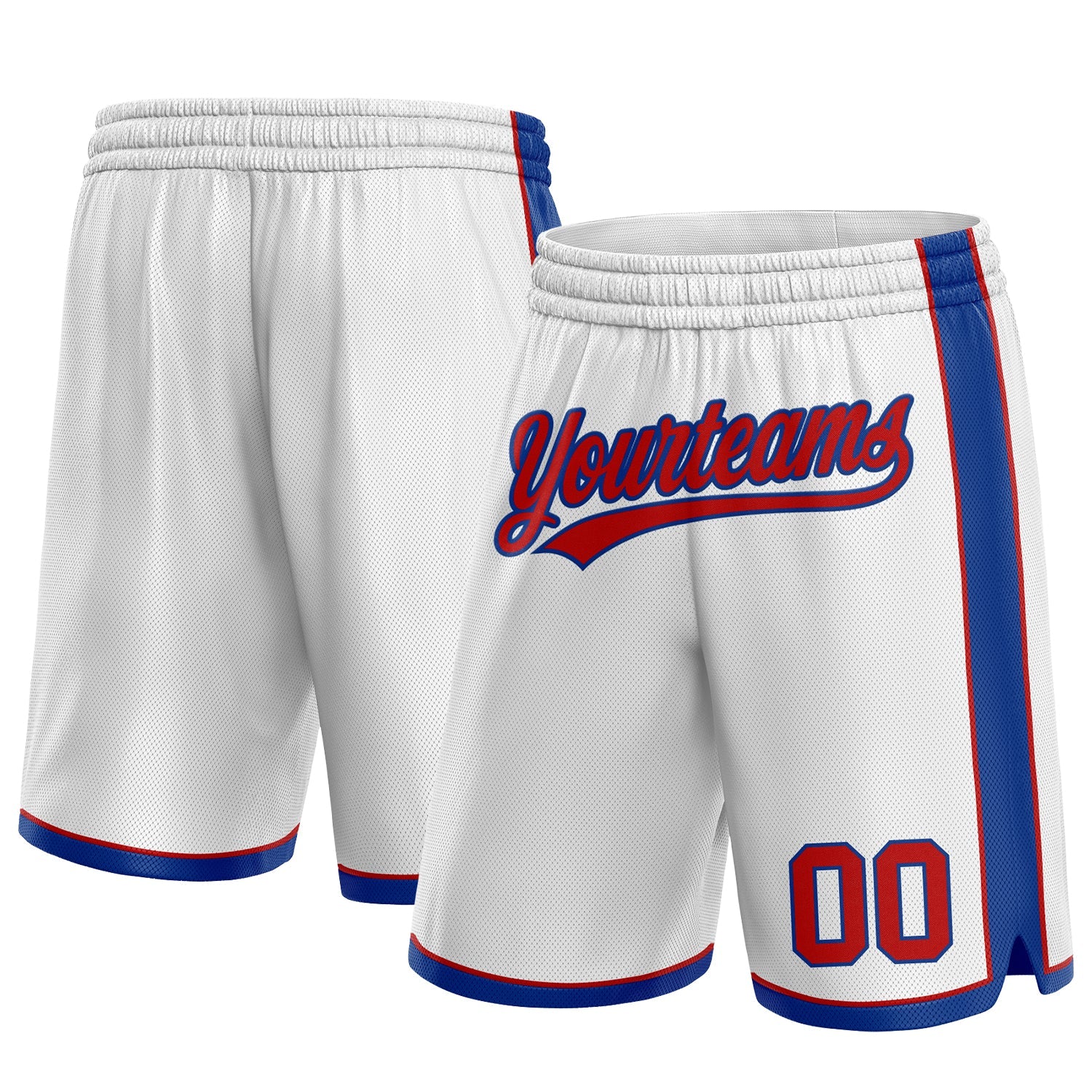 Custom White Red-Royal Authentic Basketball Shorts - Main View