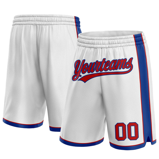 Custom White Red-Royal Authentic Basketball Shorts - Main View