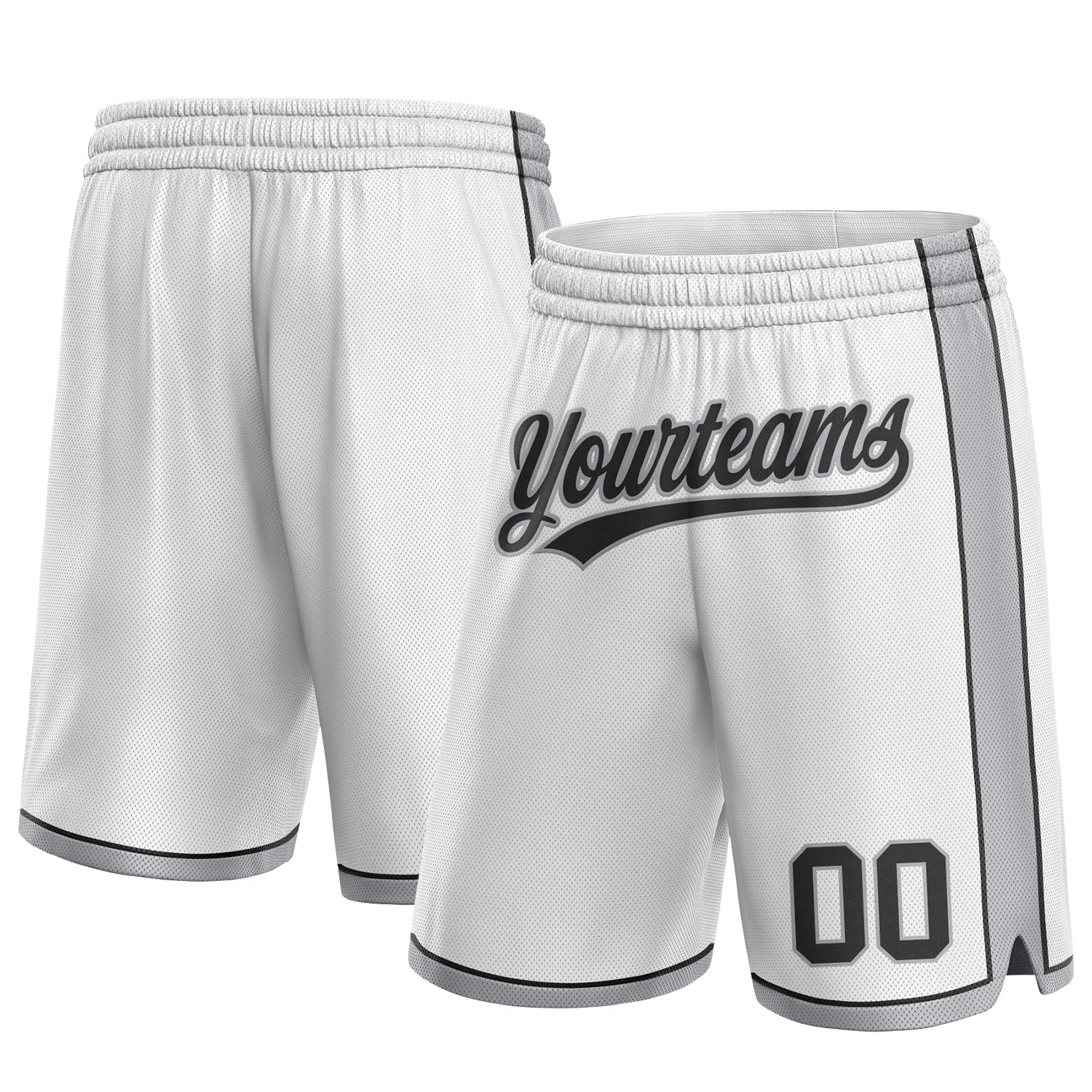 Custom White Black-Gray Authentic Basketball Shorts - Main View