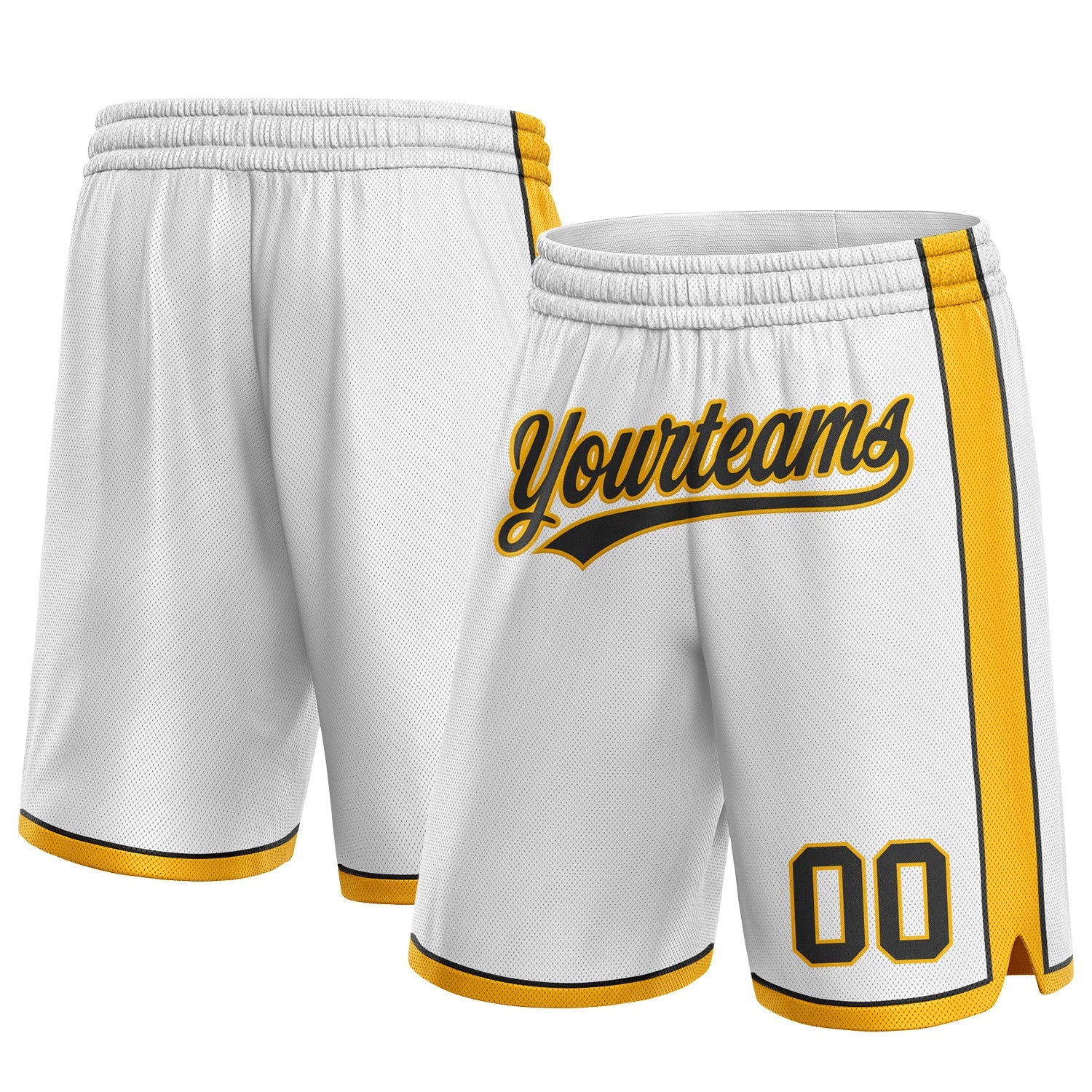Custom White Black-Gold Authentic Basketball Shorts - Main View