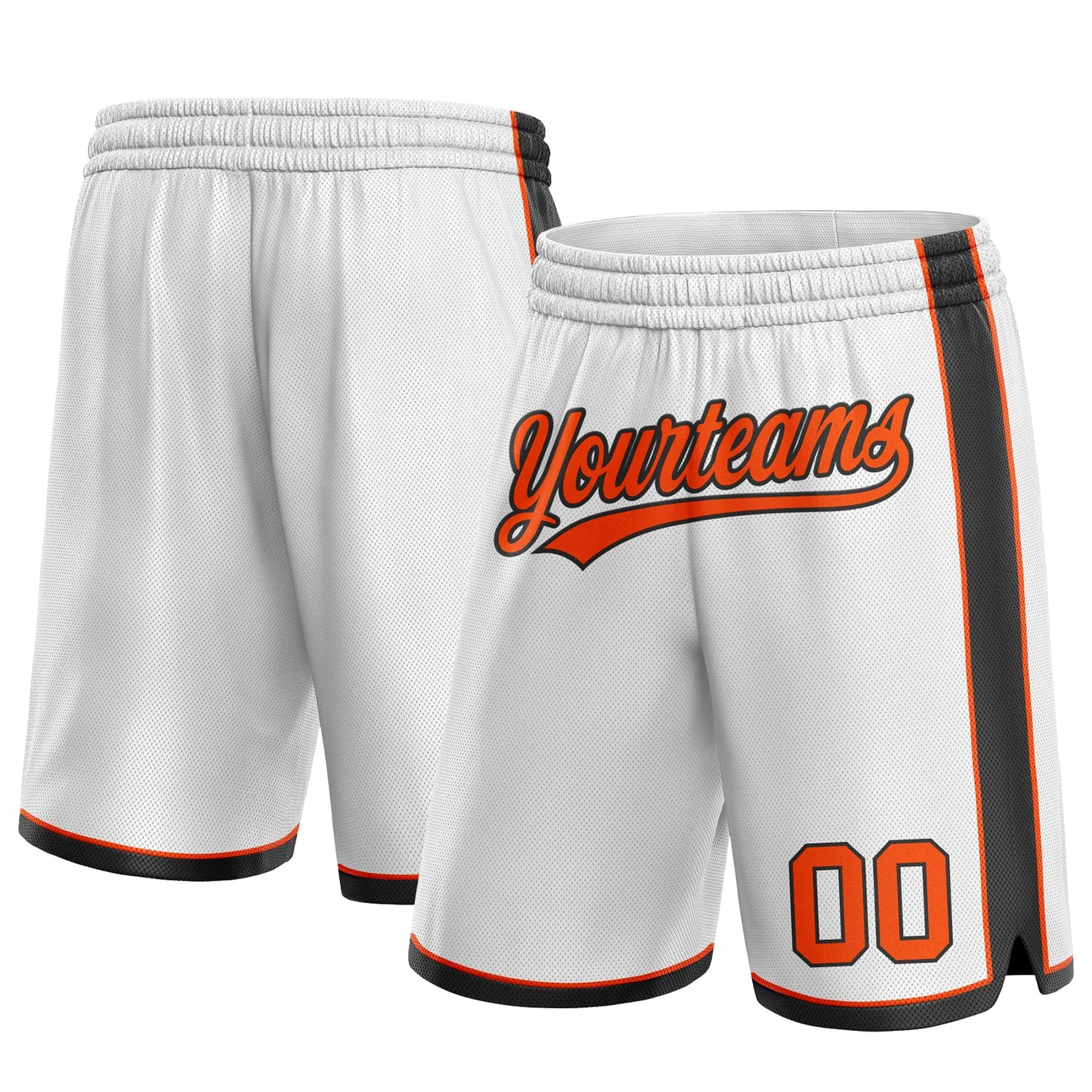 Custom White Orange-Black Authentic Basketball Shorts - Main View