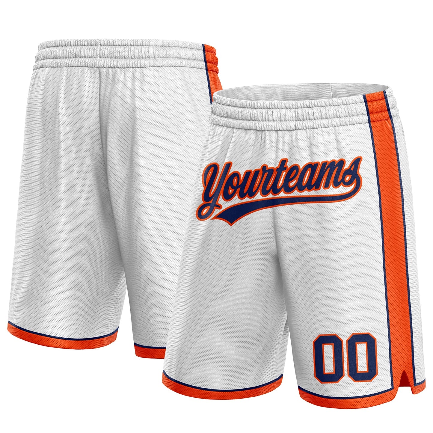 Custom White Navy-Orange Authentic Basketball Shorts - Main View
