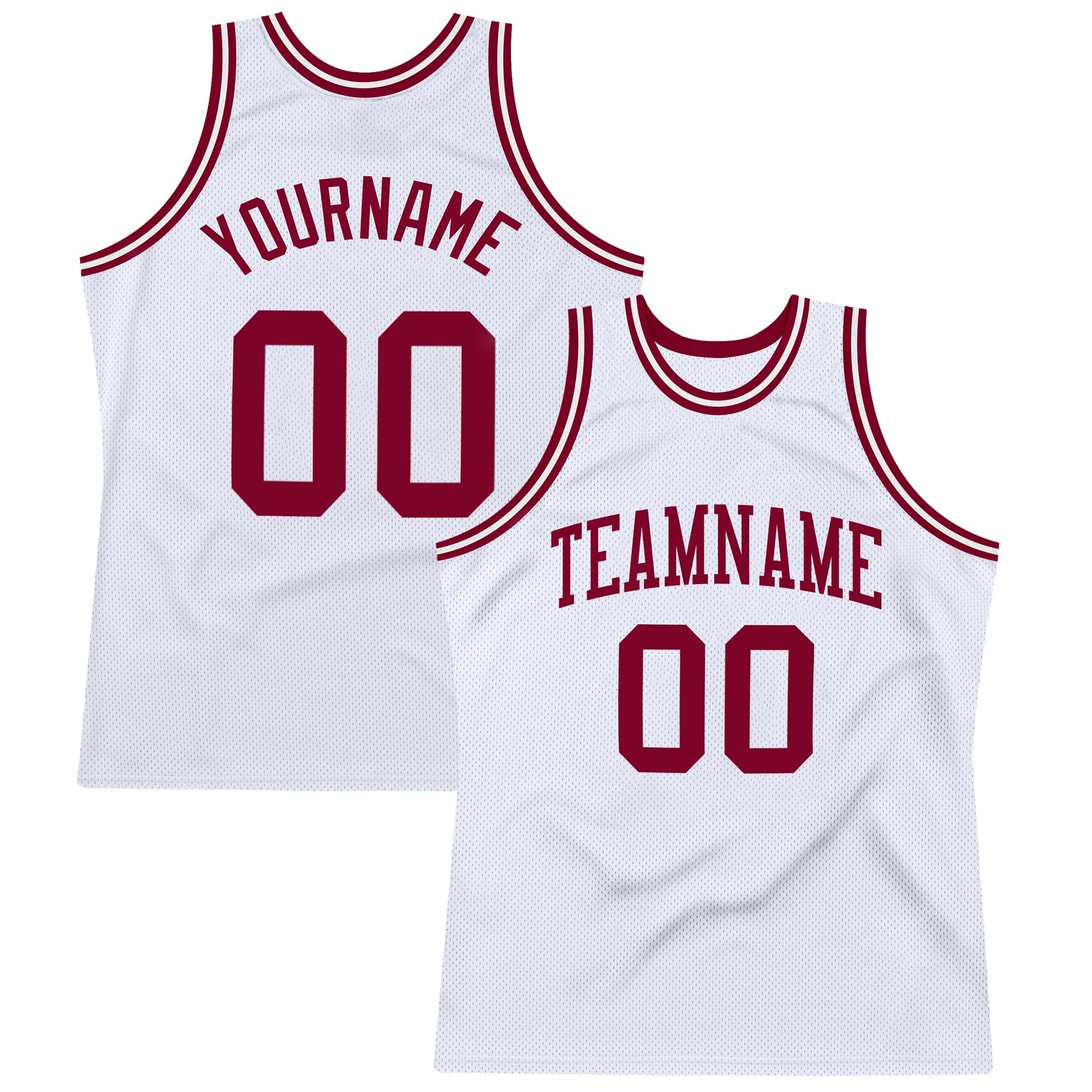 Custom White Maroon Authentic Throwback Basketball Jersey - Main View