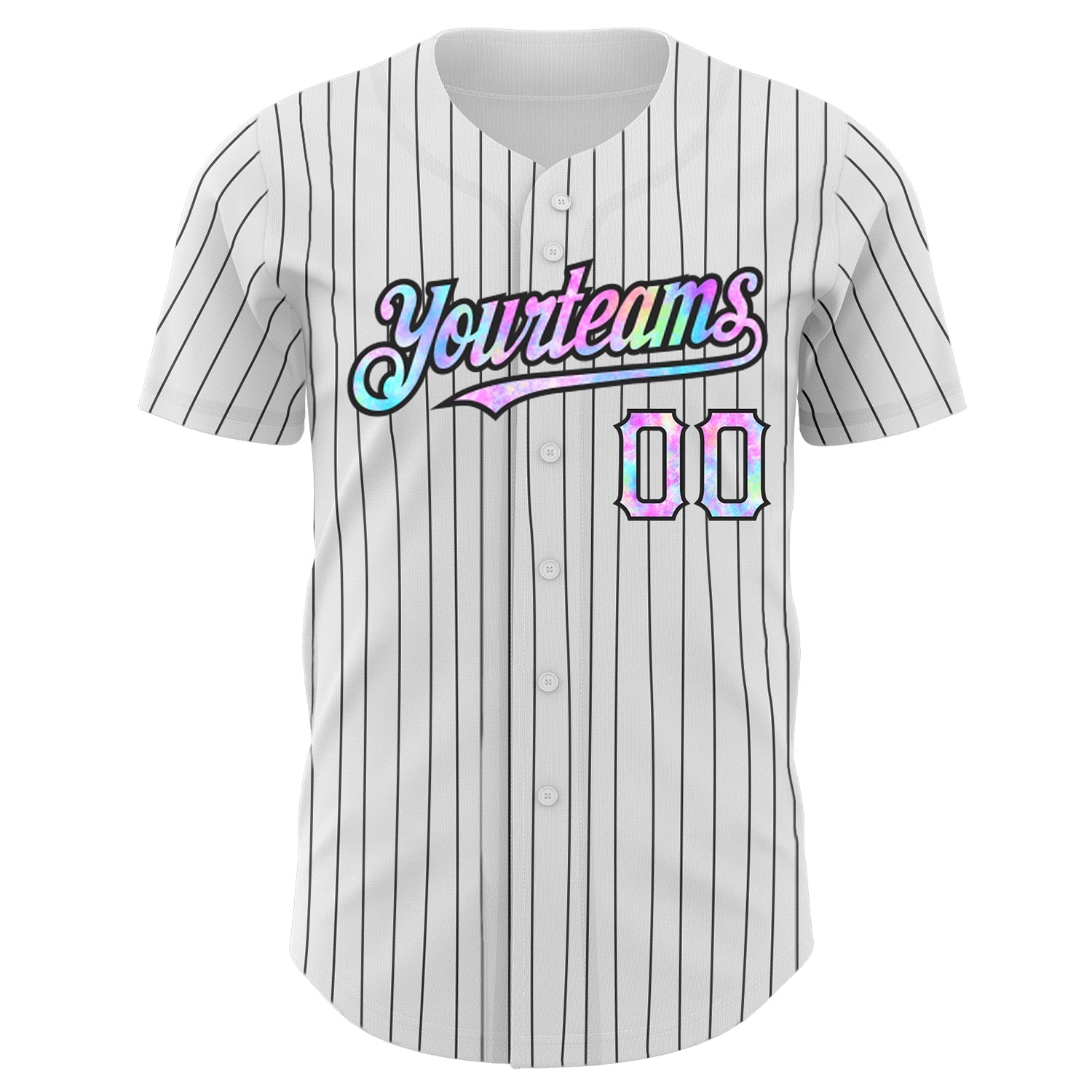 Custom White Black Pinstripe Tie Dye Authentic Baseball Jersey view 2