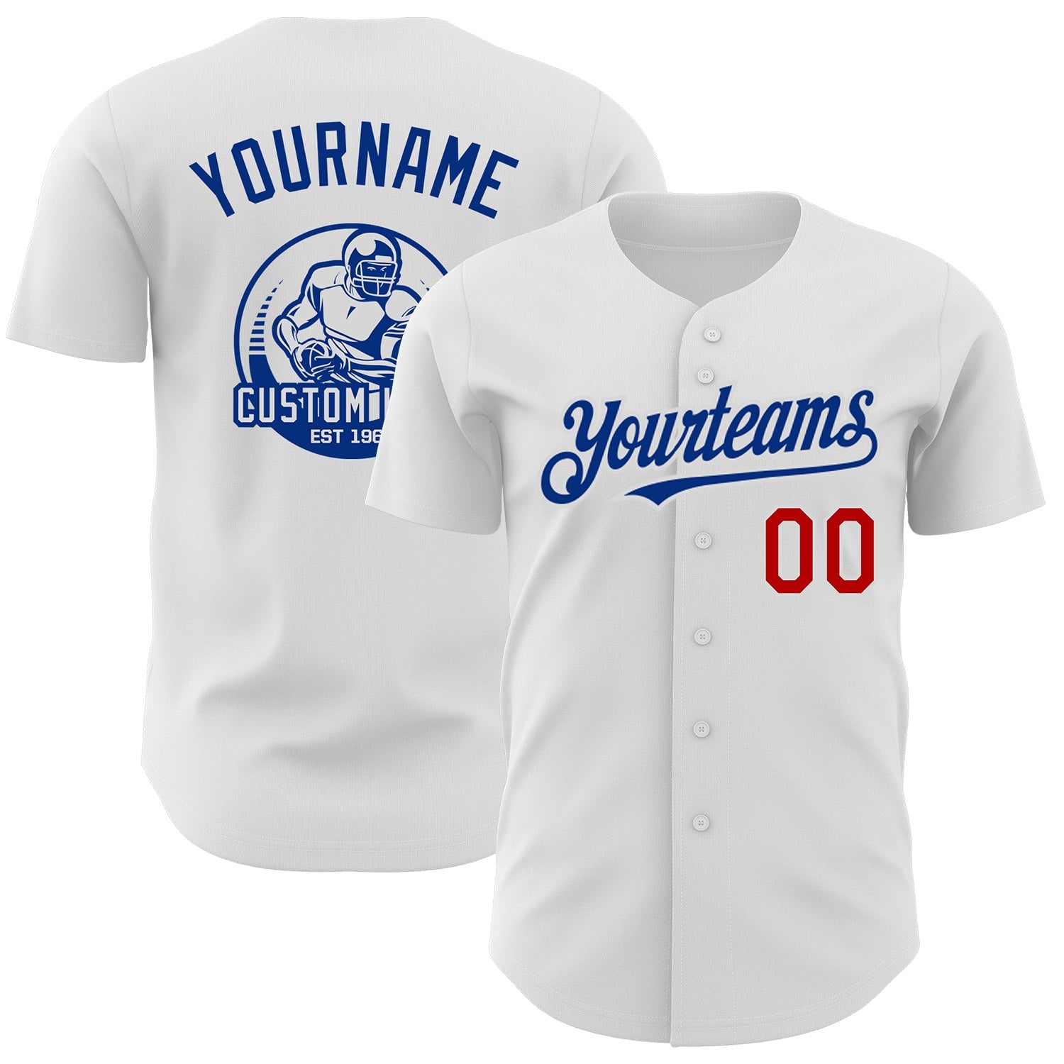 Custom White Red-Royal Authentic Baseball Jersey - Main View