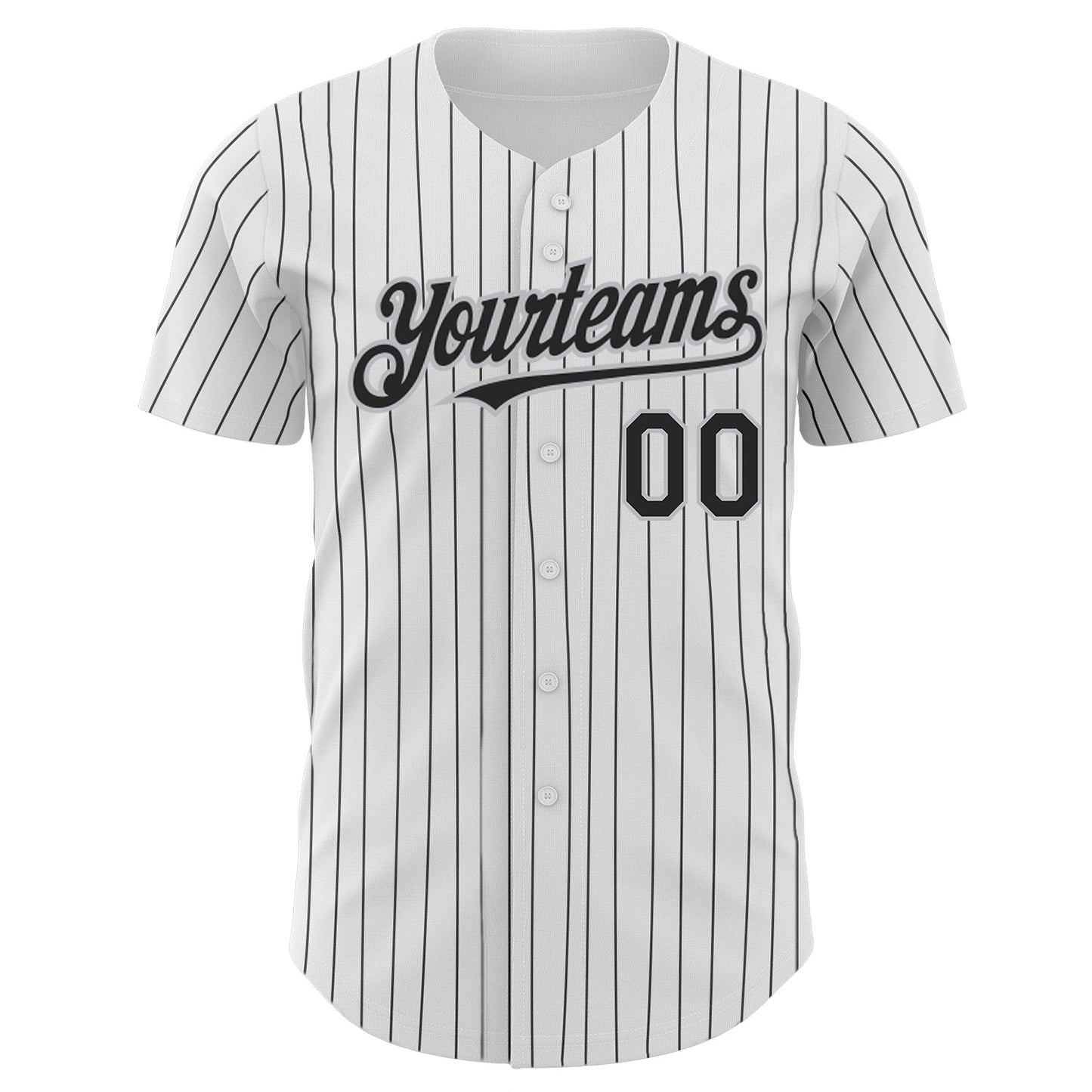 Custom White Black Pinstripe Gray Authentic Baseball Jersey view 2