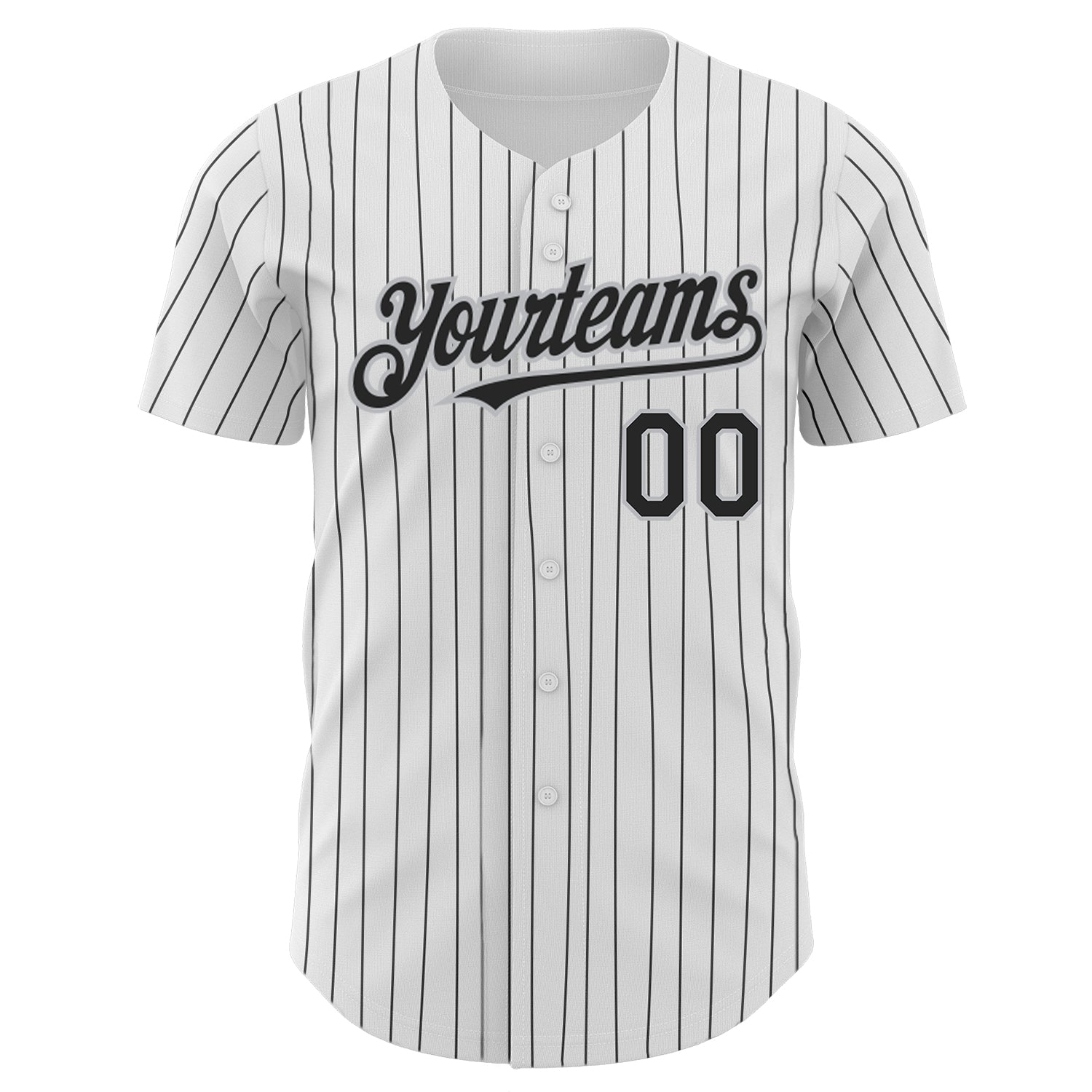 Custom White Black Pinstripe Gray Authentic Baseball Jersey view 2